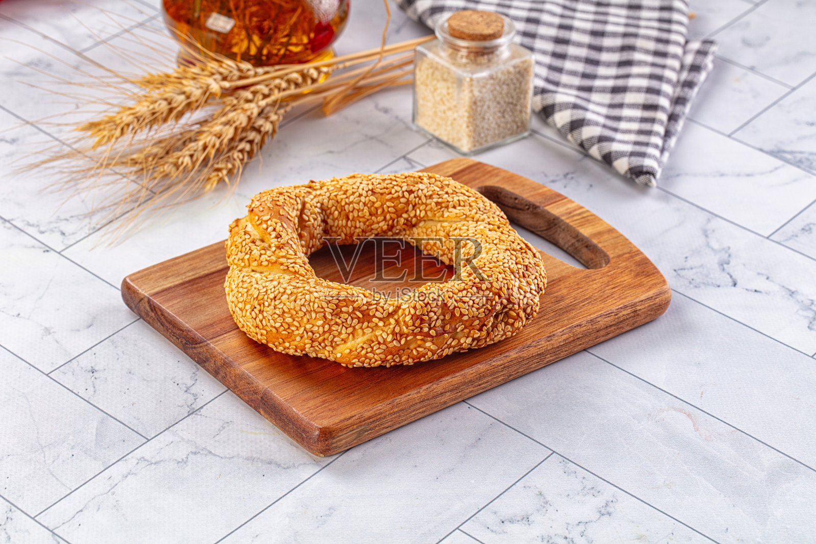 芝麻土耳其传统西米特面包圈照片摄影图片