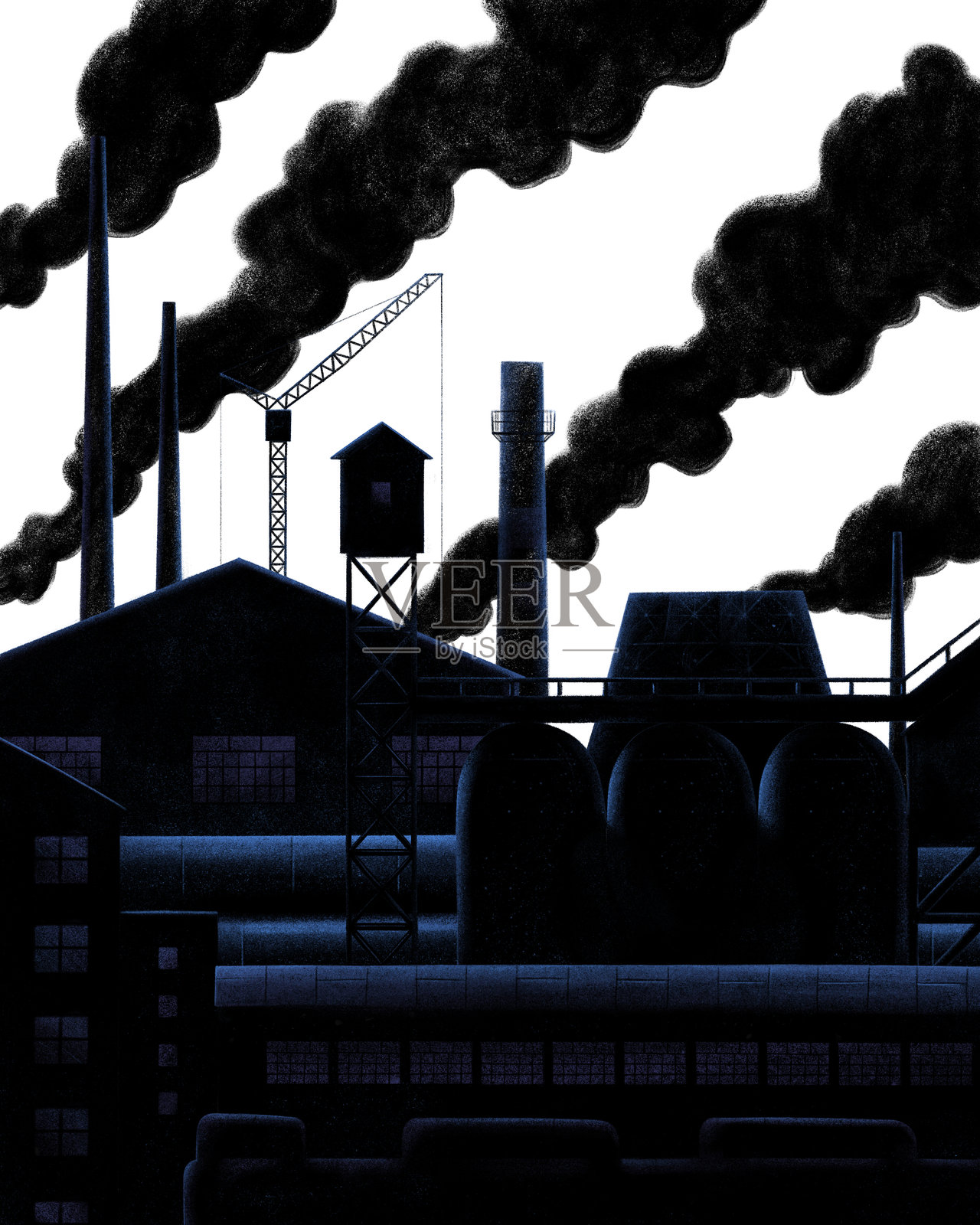 战争工厂剪影插画图片素材