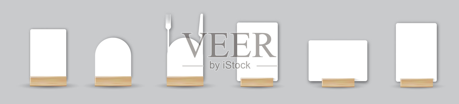 卡片桌菜单架展示模型。纸质传单模型模板。活动推广木制框架。餐厅标签。矢量图插画图片素材