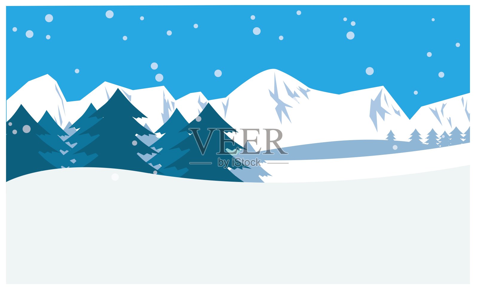 蓝天雪山冬季背景插画图片素材