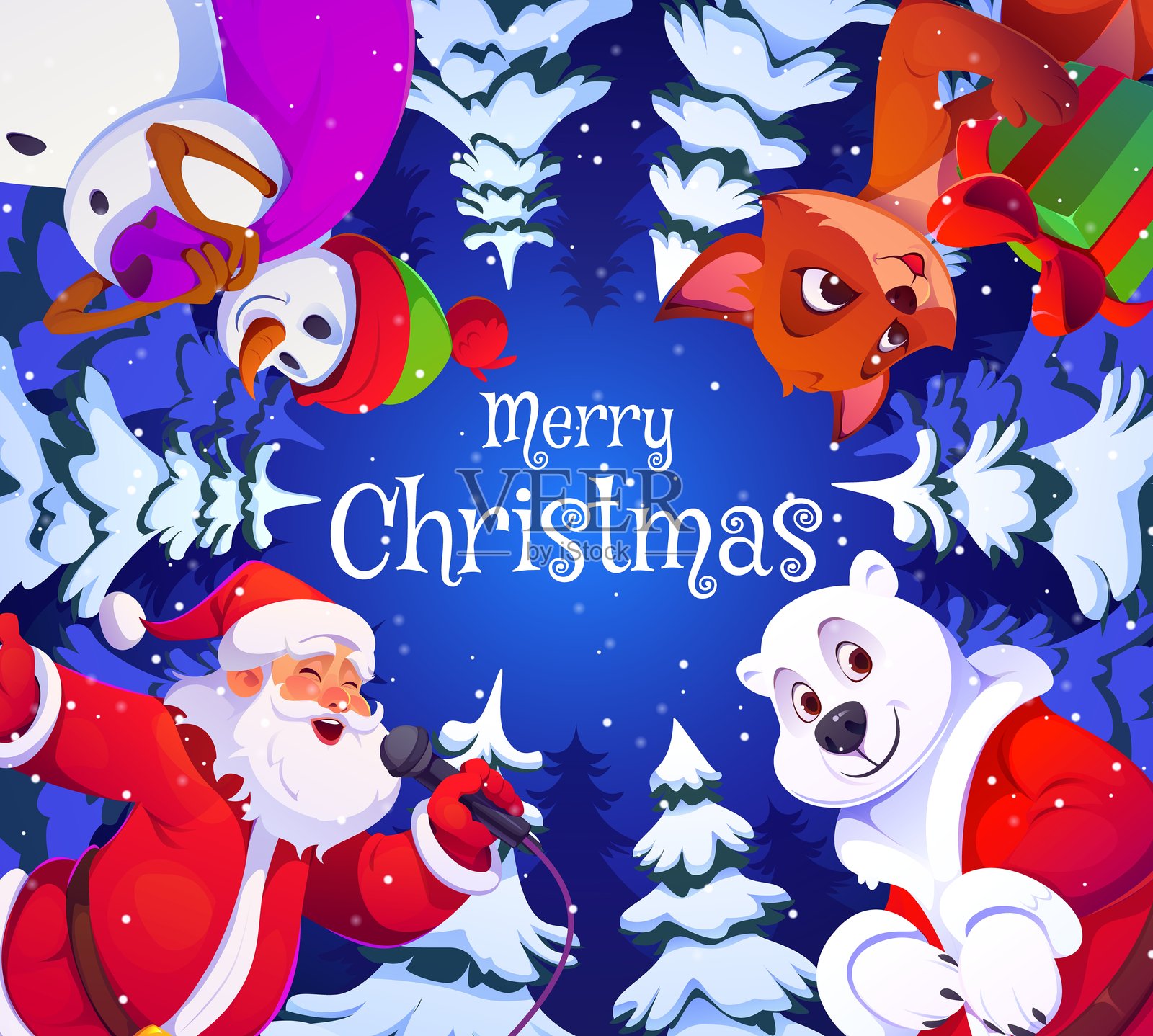 冬季假日与圣诞人物卡片插画图片素材