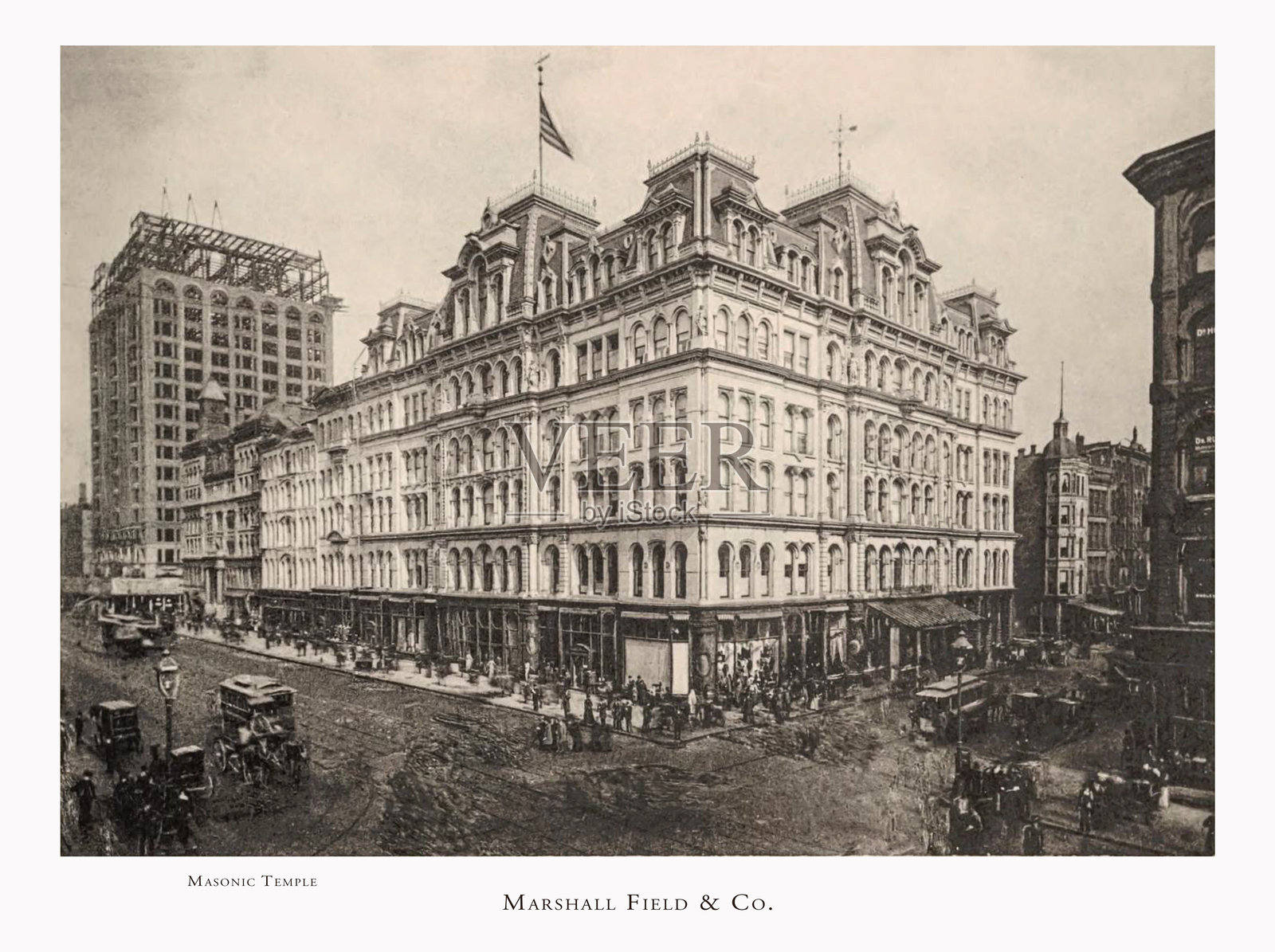 马歇尔·菲尔德公司，芝加哥，伊利诺伊州历史照片，摄于1892年插画图片素材