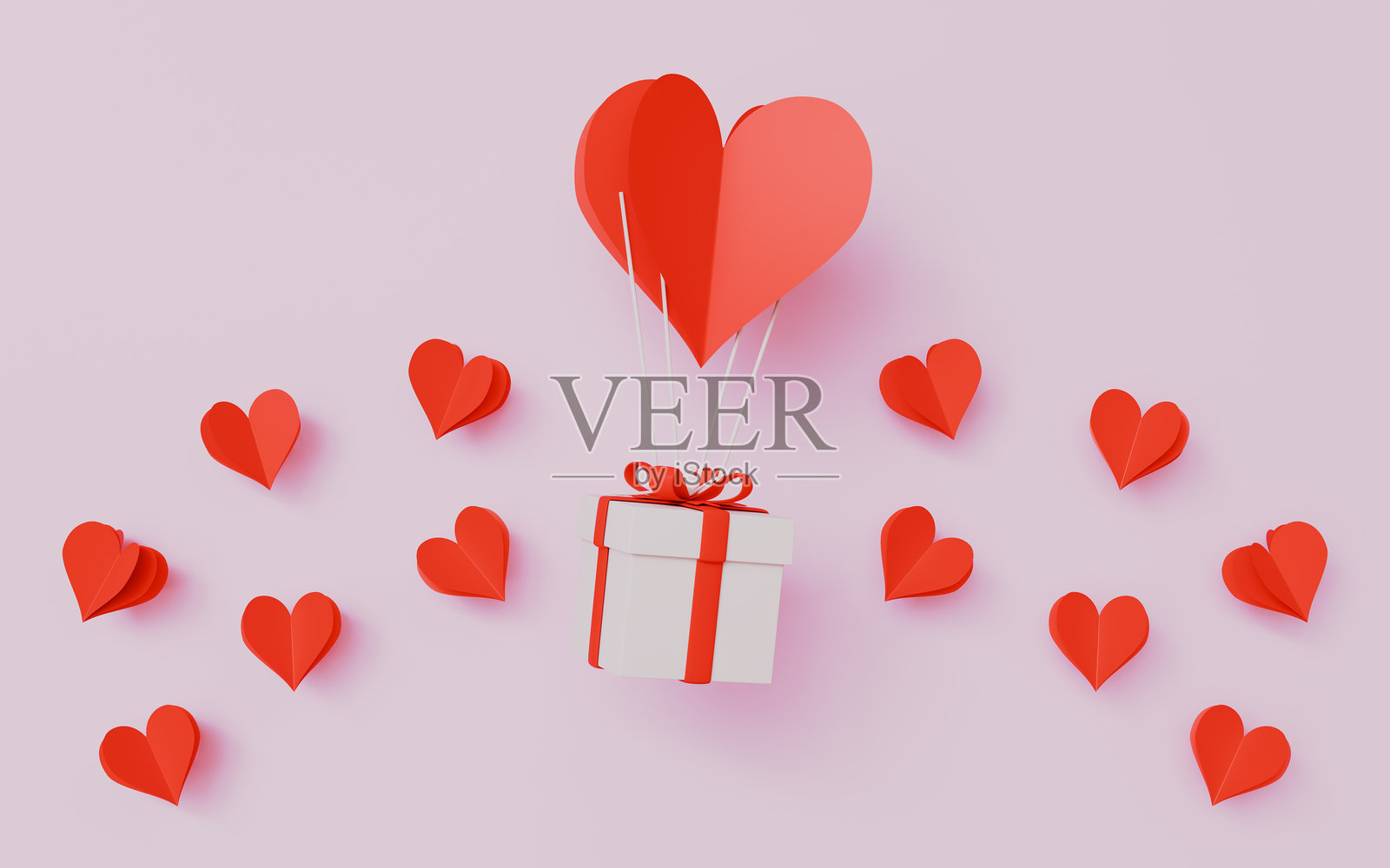 快乐情人节与心形装饰照片摄影图片