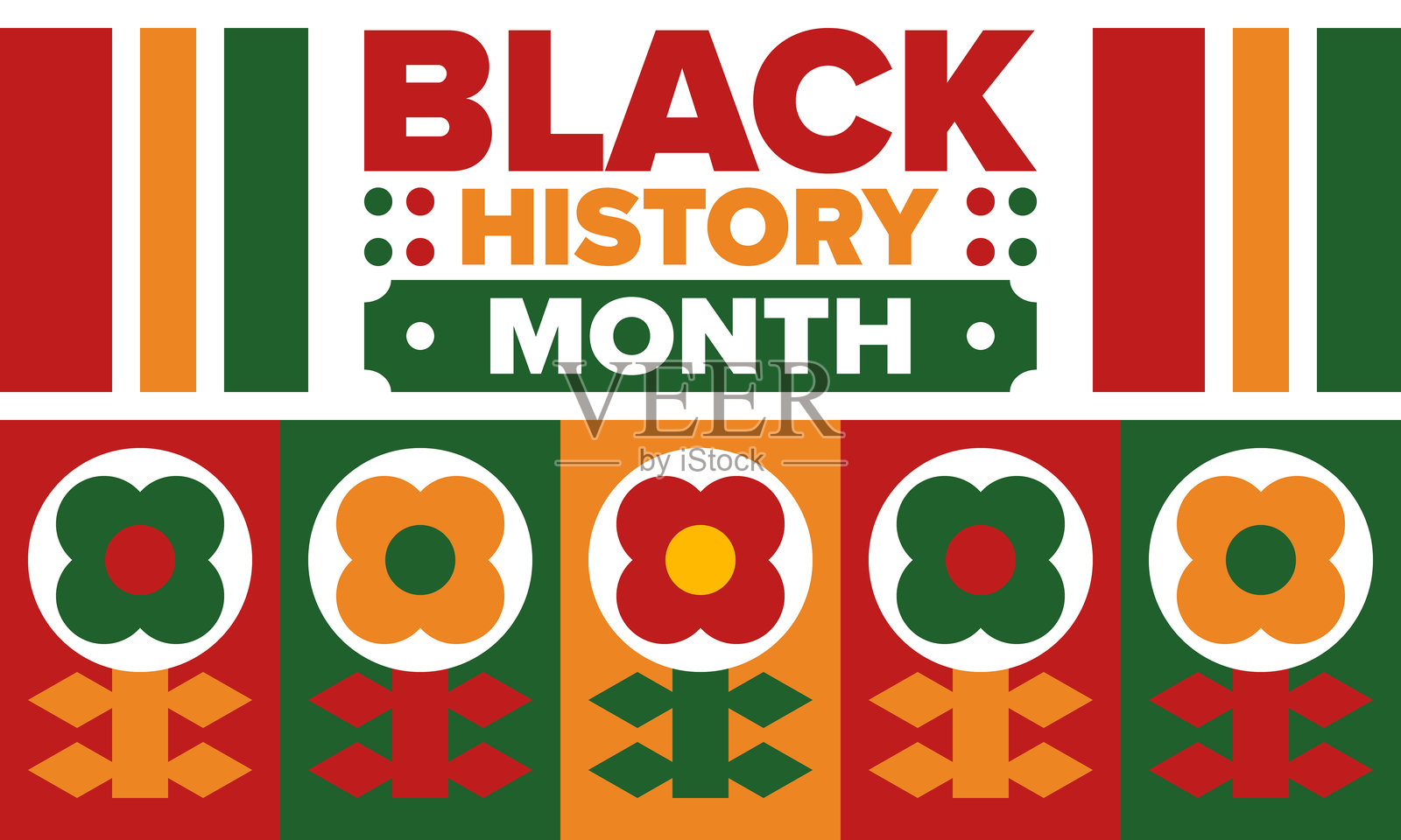 黑人历史月。非裔美国人历史。每年庆祝。在美国和加拿大于二月。在英国于十月。海报、卡片、横幅、背景。矢量图插画图片素材