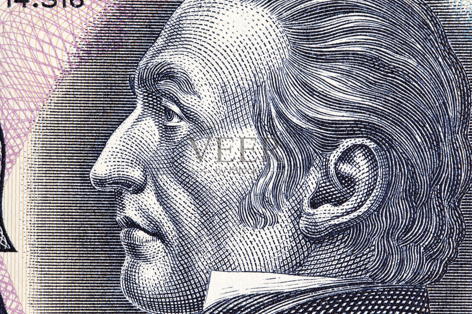 何塞·赫瓦西奥·阿蒂加斯，乌拉圭旧钞上的特写肖像照片摄影图片