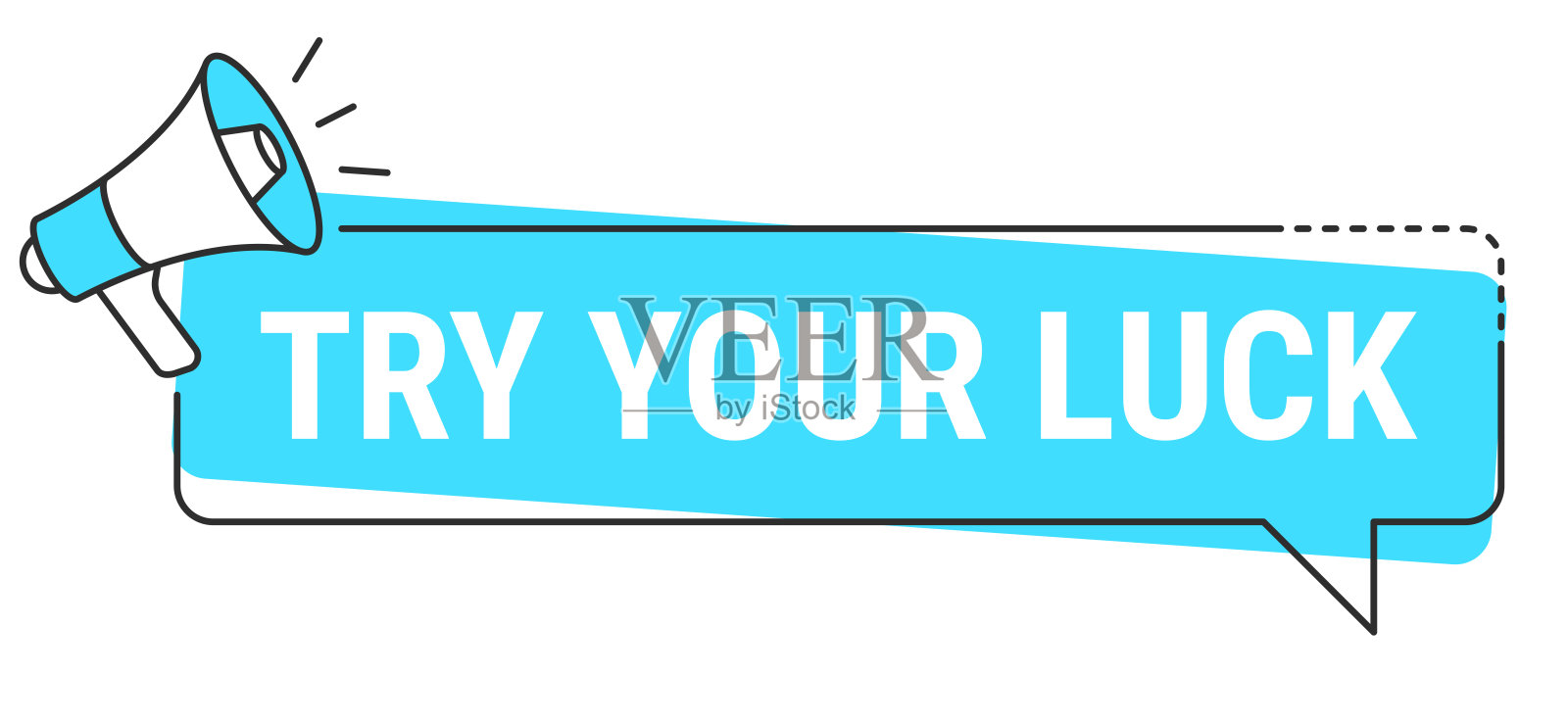 试试你的运气 - 白色背景上的对话气泡和扩音器插画图片素材