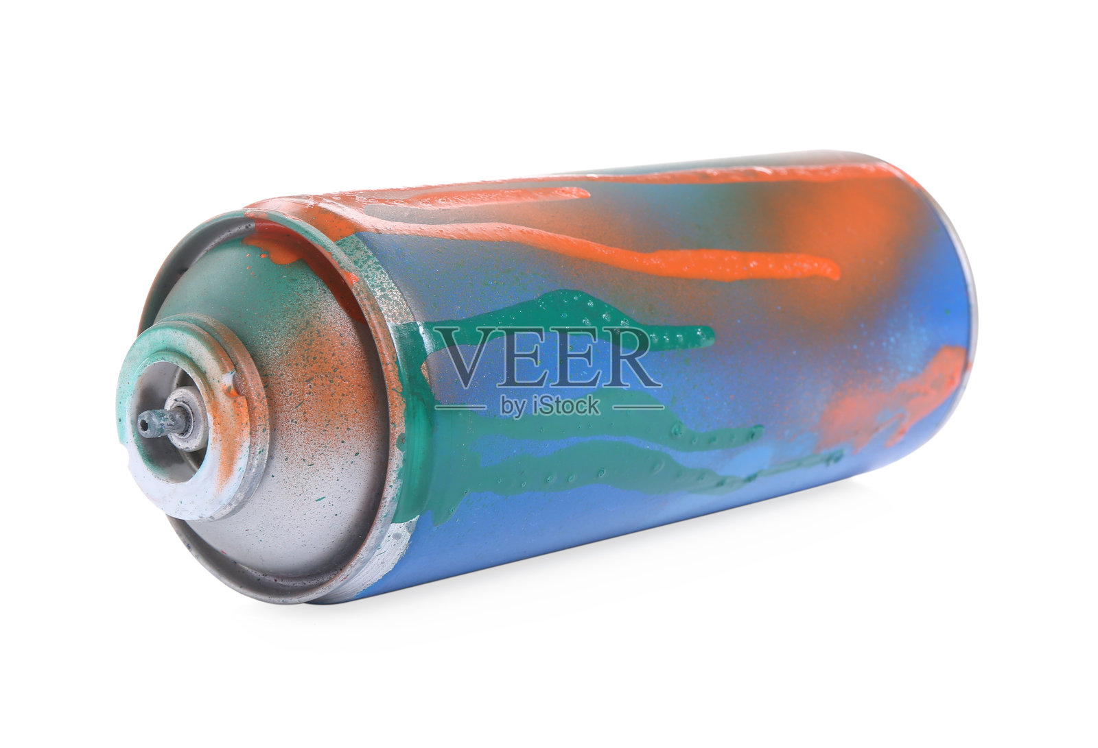 一罐明亮的喷漆，孤立在白色背景上照片摄影图片