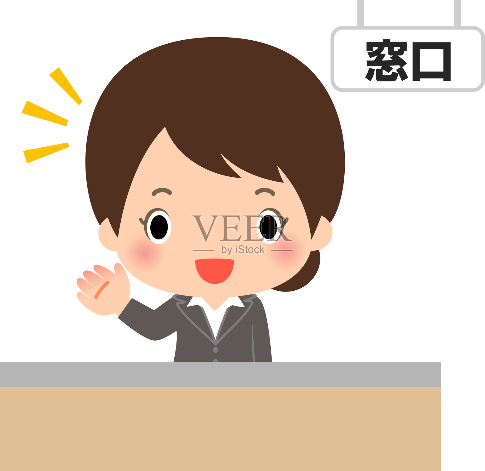 柜台前的女士插画图片素材