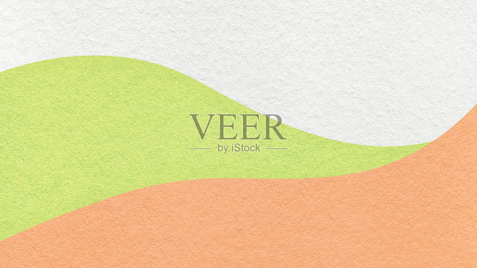 抽象的白色、粉彩绿色、珊瑚色纹理纸张背景，带有波浪层。波浪图案，留有横幅复制空间。照片摄影图片