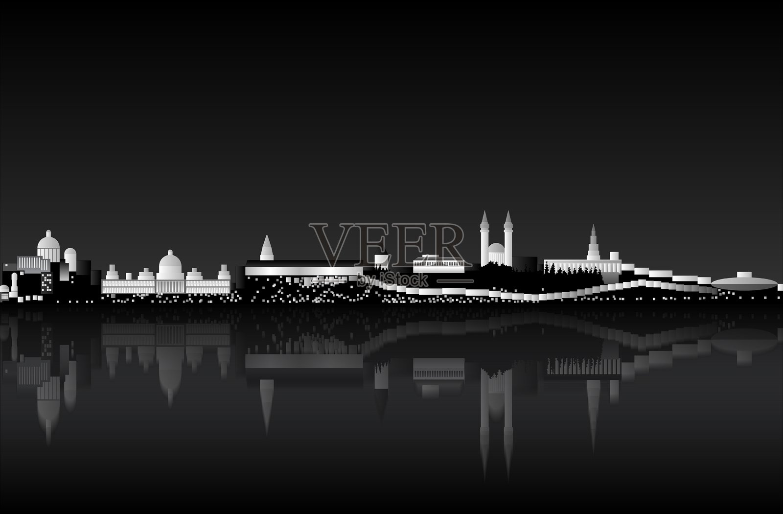 夜景城市灯光插画图片素材