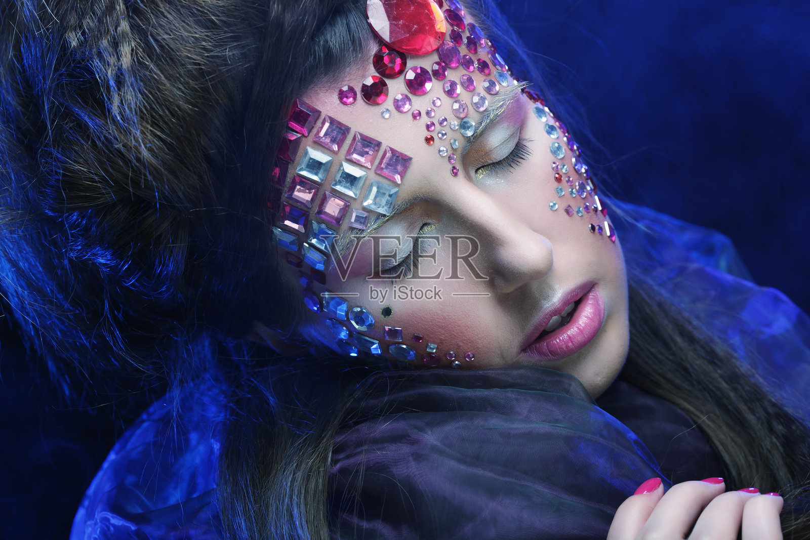 万圣节风格美女妆容照片摄影图片