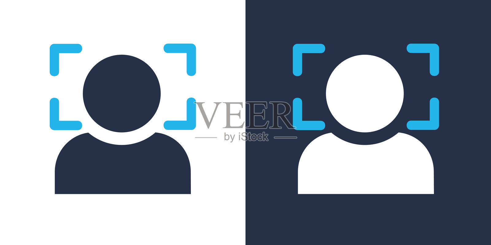 人脸检测图文图标。适用于任何地方的实心图标，风格简洁、像素完美且现代。插画图片素材