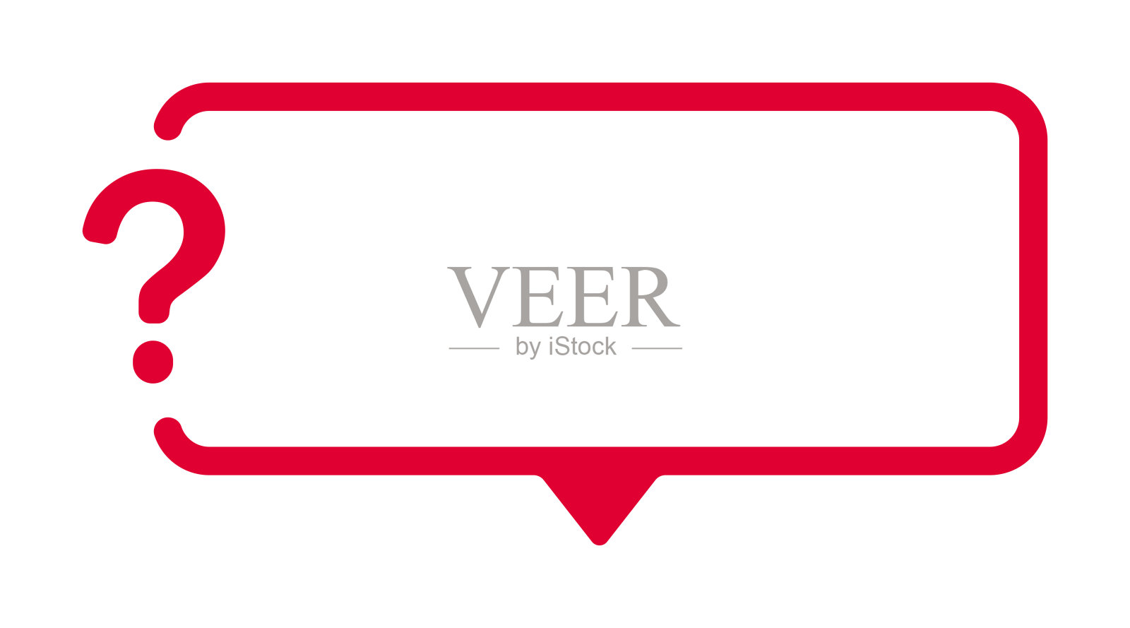 红色边框内带冒号的红色问号对话气泡插画图片素材