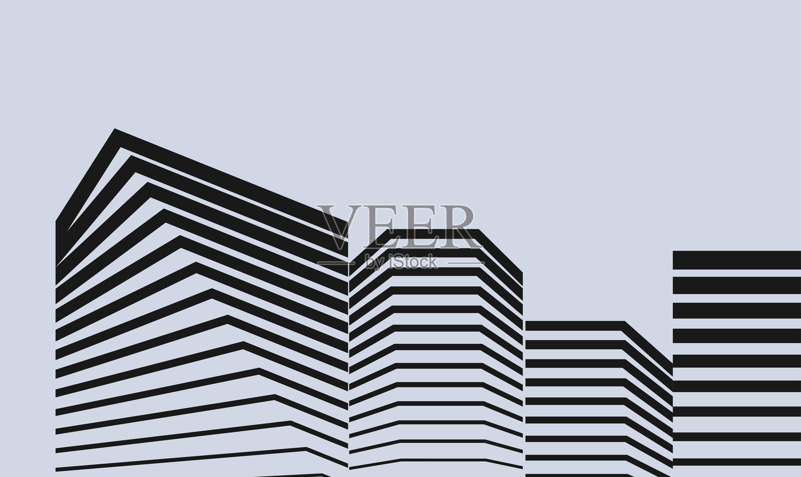 抽象黑白透视条纹线条现代城市建筑图案材质背景插画图片素材