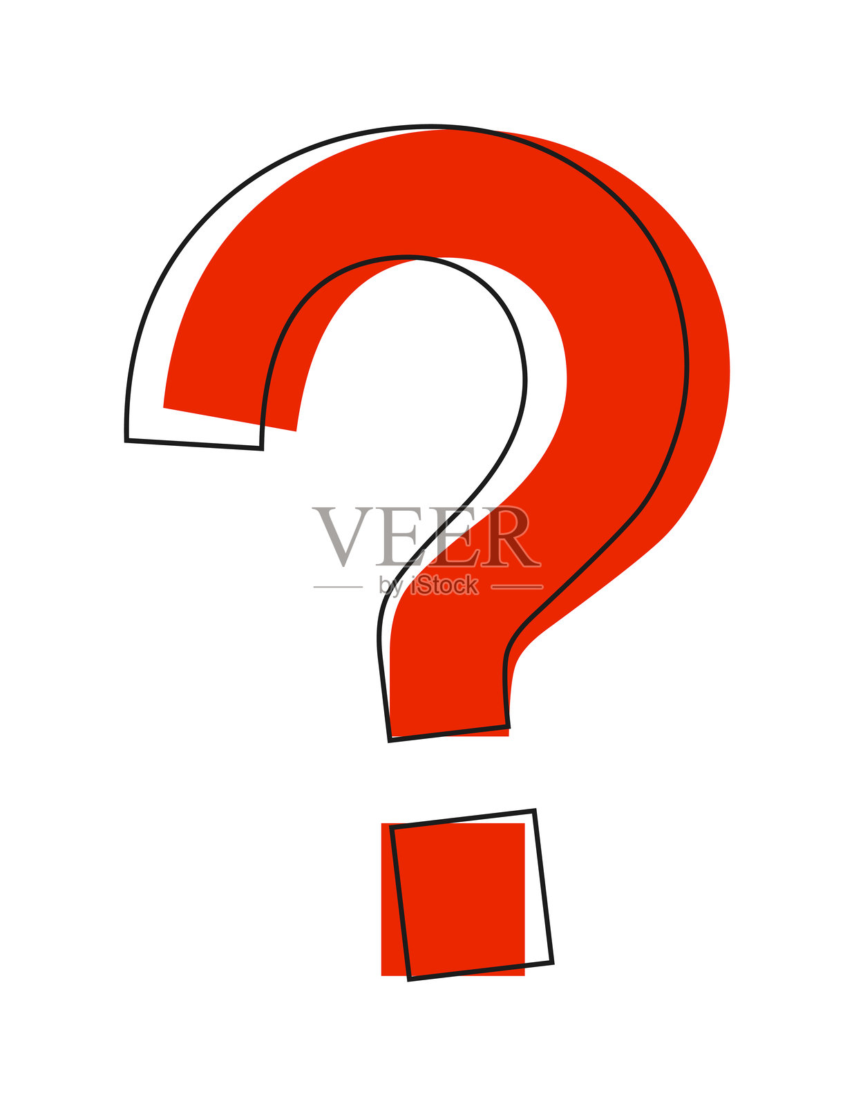 带有阴影效果的醒目红白色问号插画图片素材