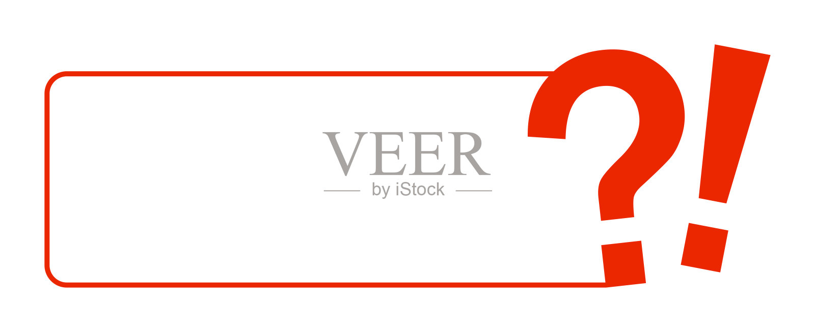 红色边框内的红色问号和感叹号插画图片素材