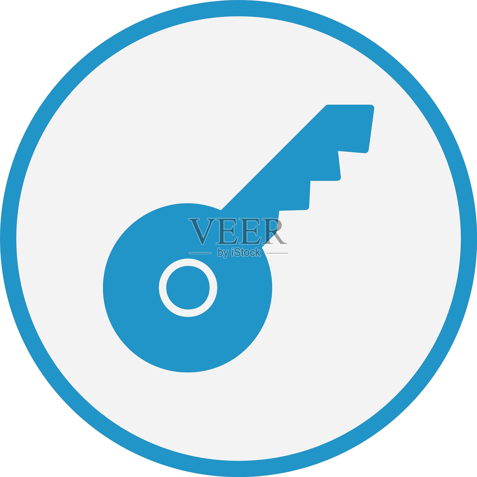 蓝色圆形钥匙符号图标插画图片素材