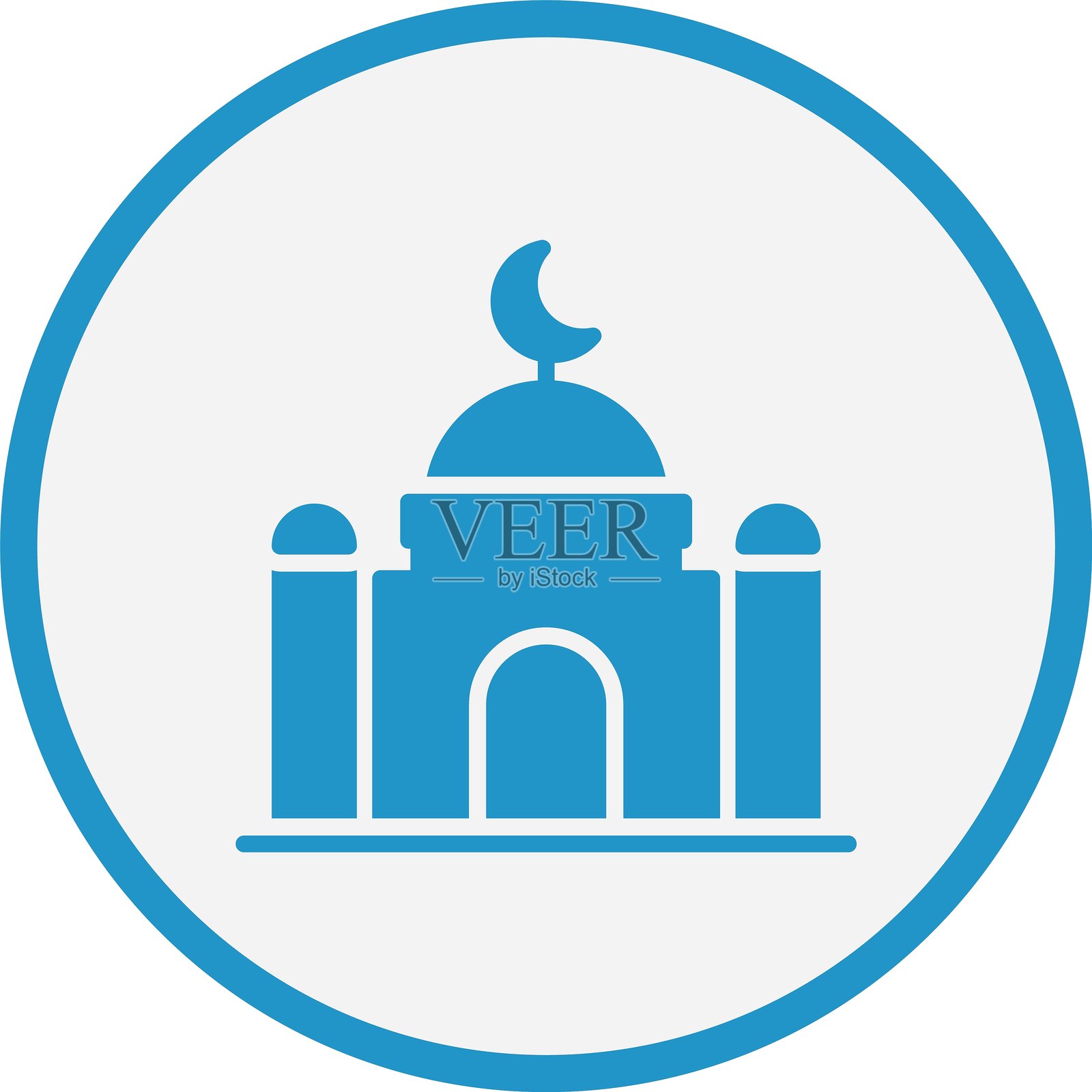 土地标志图标，蓝色圆形插画图片素材