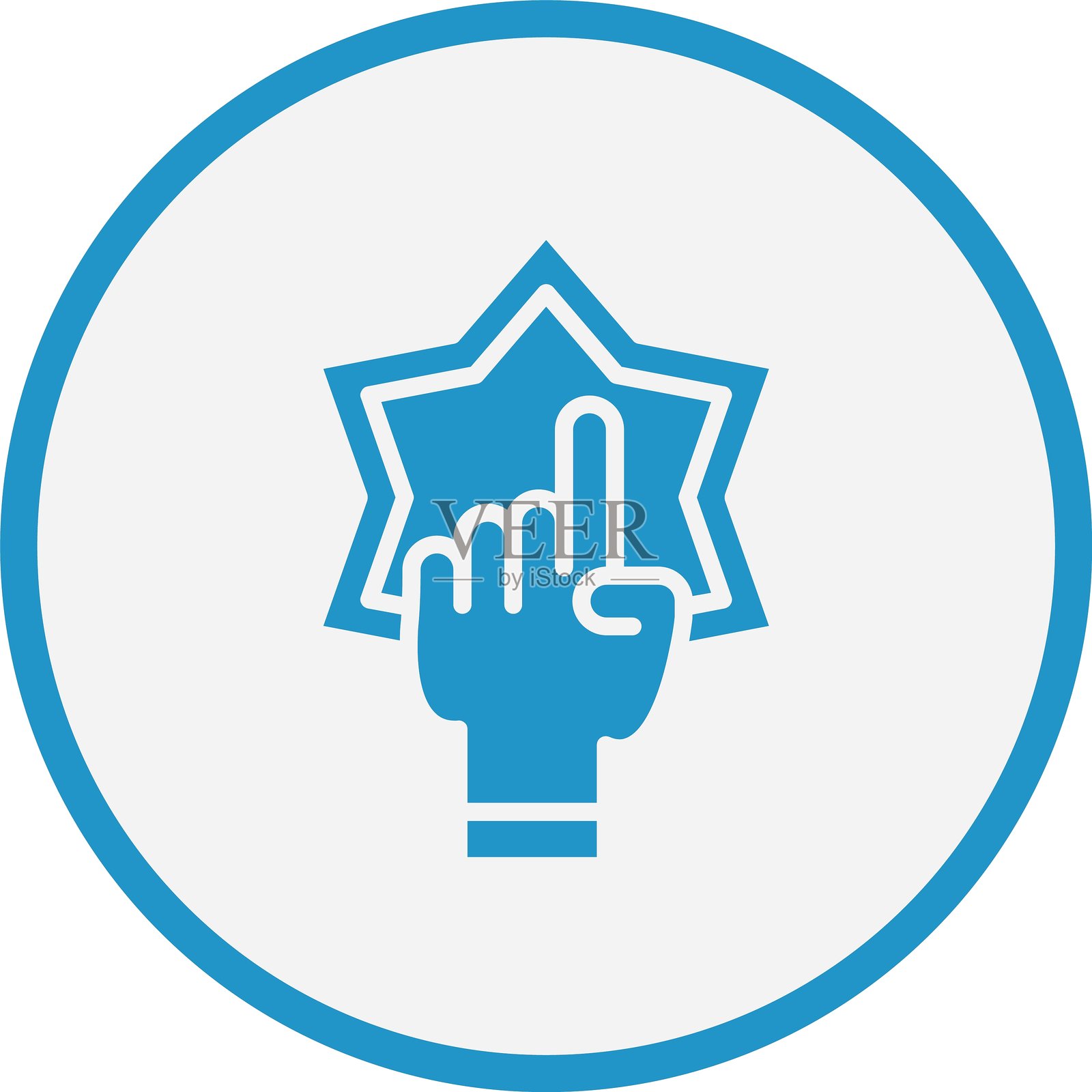 伊斯兰教符号 蓝色圆形图标插画图片素材