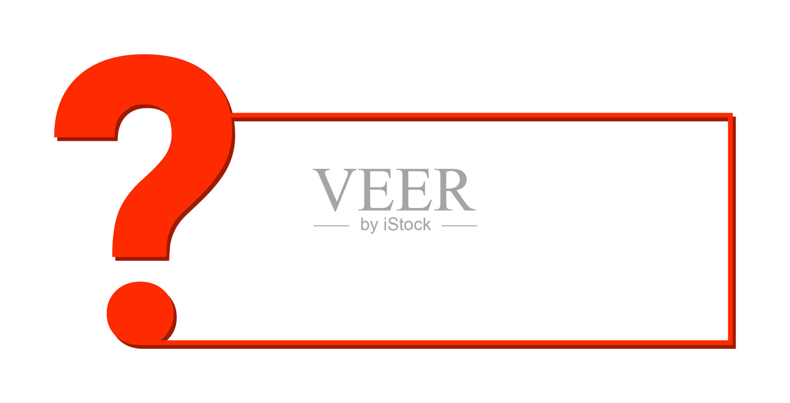 带矩形边框的红色问号，背景为白色插画图片素材