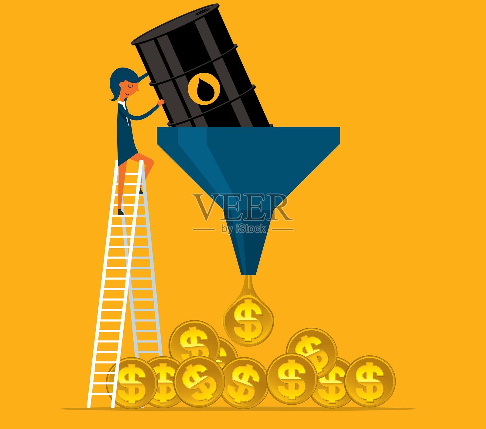 汽油价格 - 女商人插画图片素材