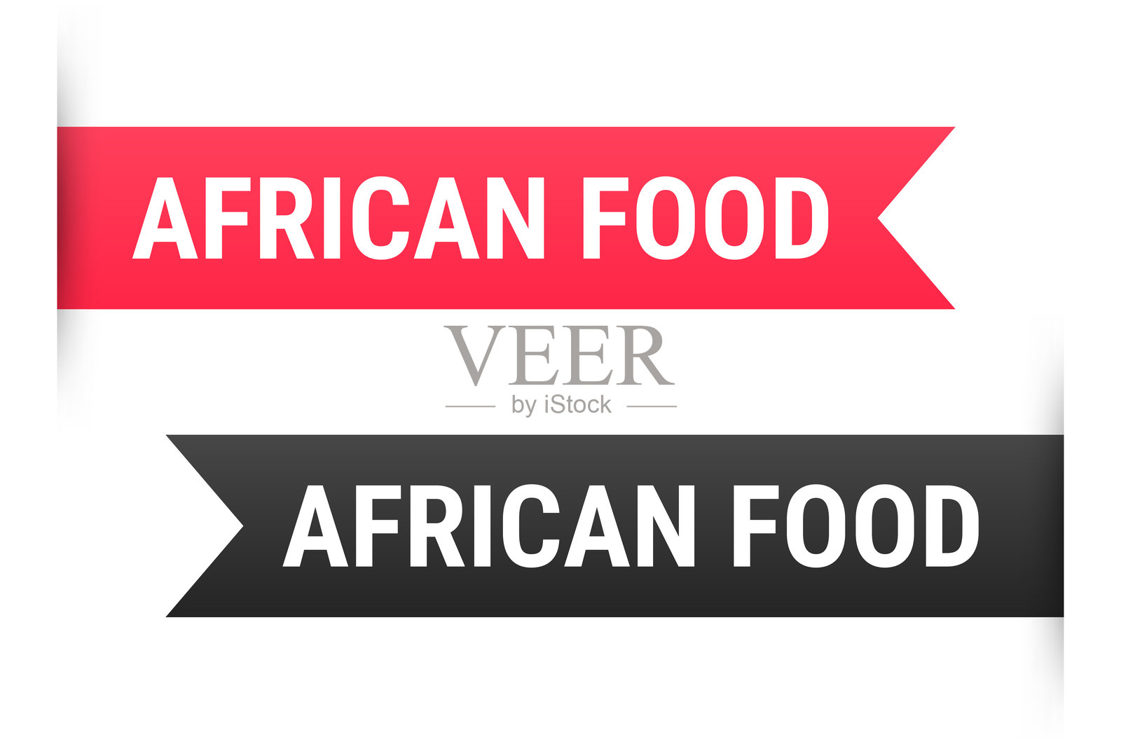 非洲食物 - 白色背景上的横幅、书签、丝带、标签插画图片素材