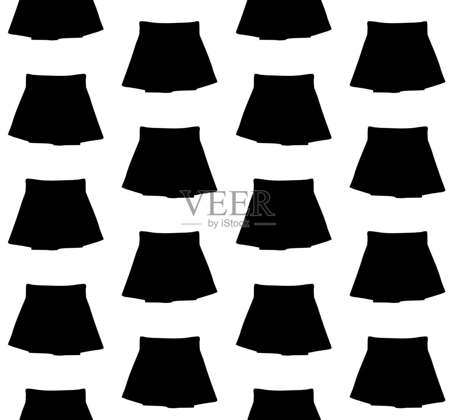 手绘涂鸦迷你裙的矢量无缝图案插画图片素材