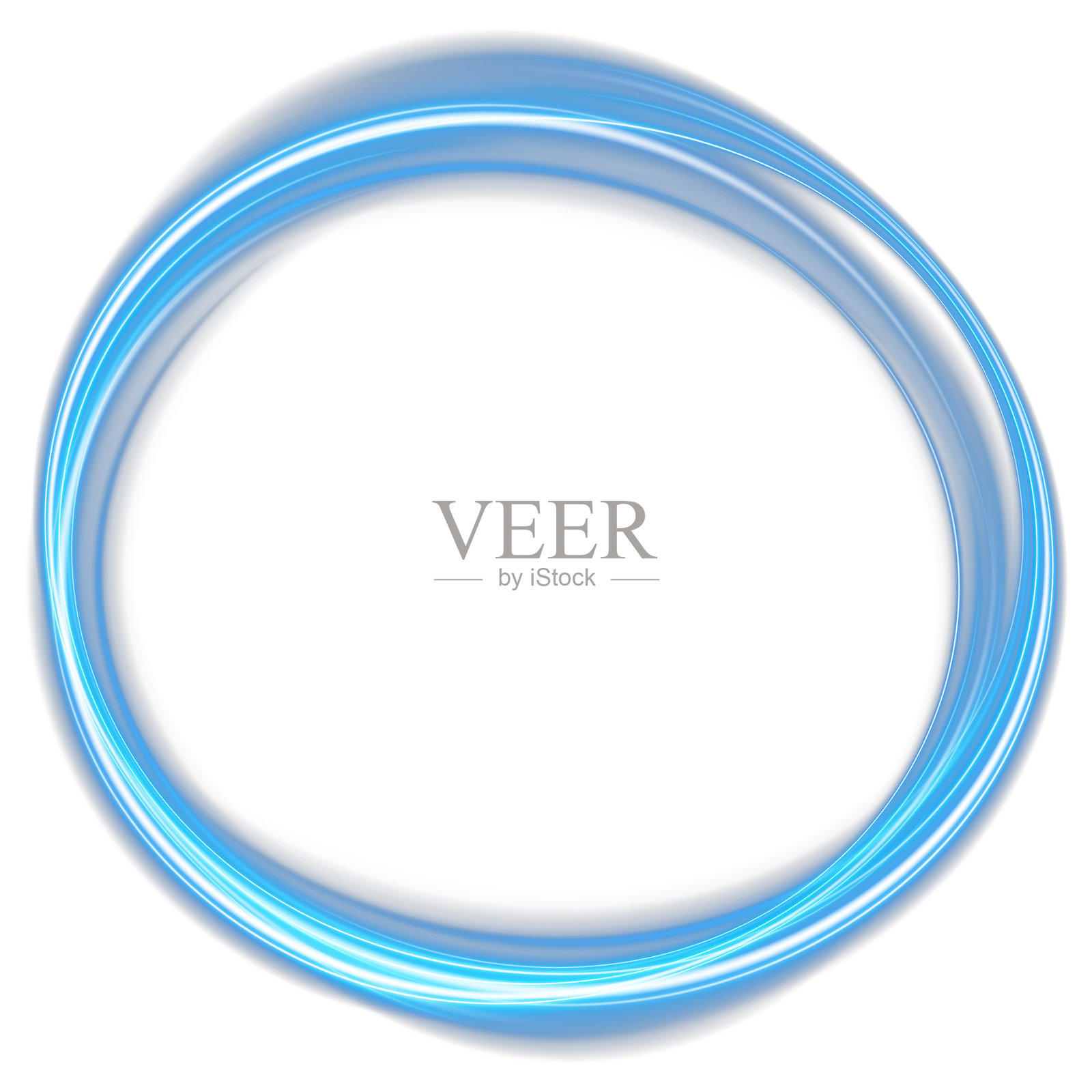 圆形蓝色扭曲光环，具有辐射状发光边缘、平滑的霓虹曲线和动态漩涡运动，适用于产品广告、科技设计元素和高级矢量视觉构图插画图片素材