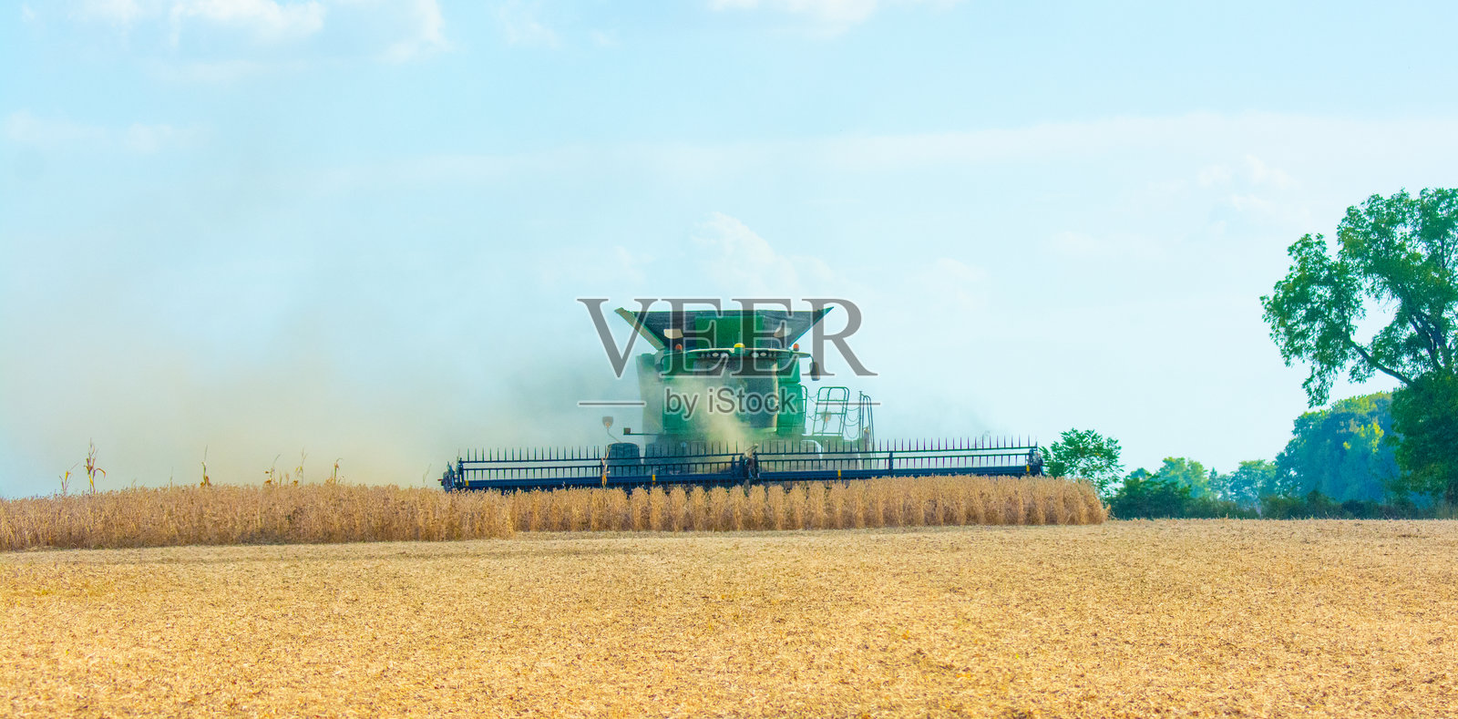 秋季收获-大豆田与联合收割机-印第安纳州霍华德县照片摄影图片