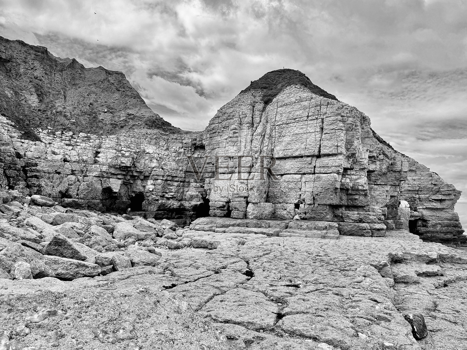 约克郡北部的弗兰伯勒壮观的岩石构造照片摄影图片