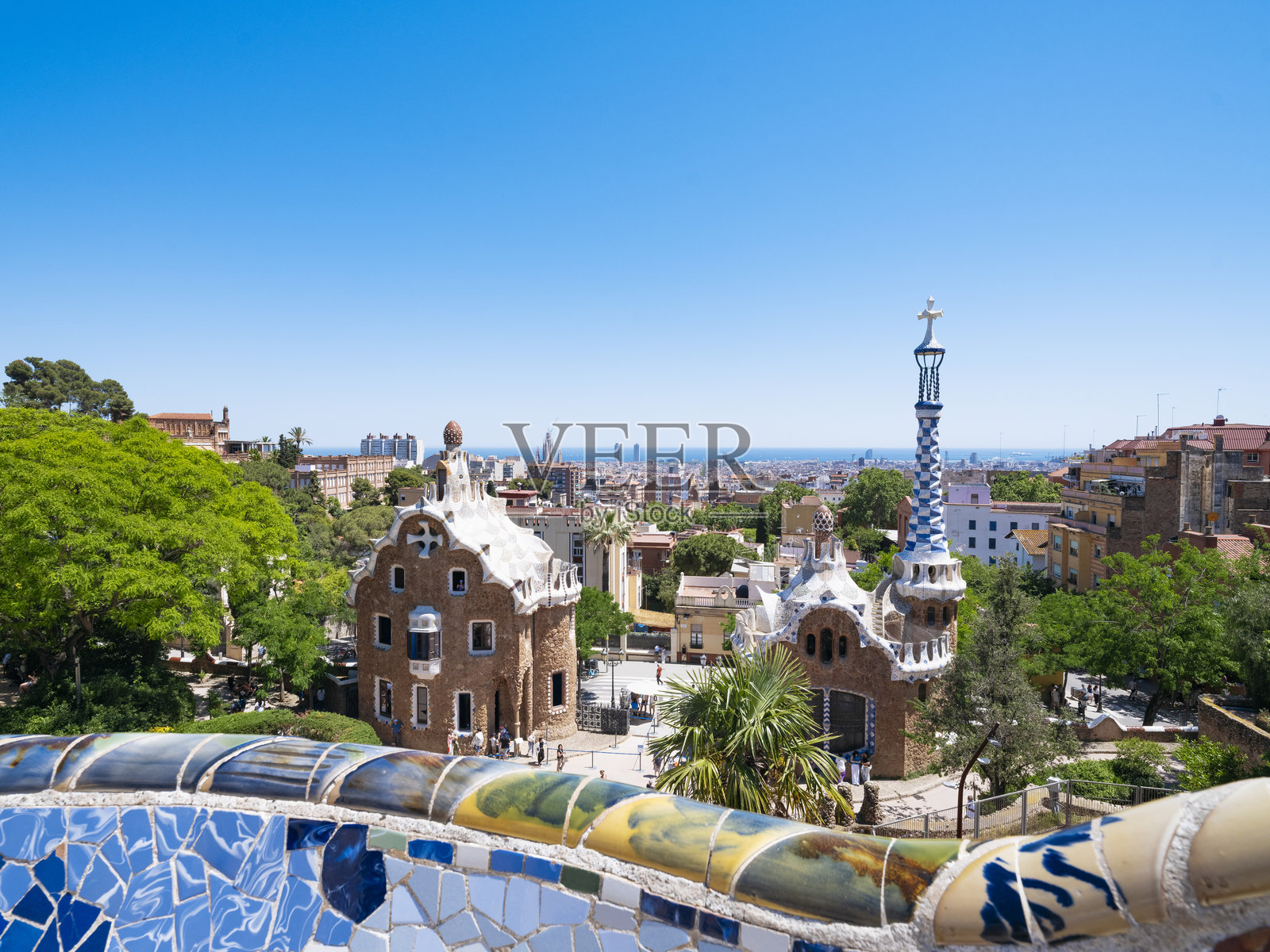 西班牙加泰罗尼亚巴塞罗那省巴塞罗那的古埃尔公园照片摄影图片