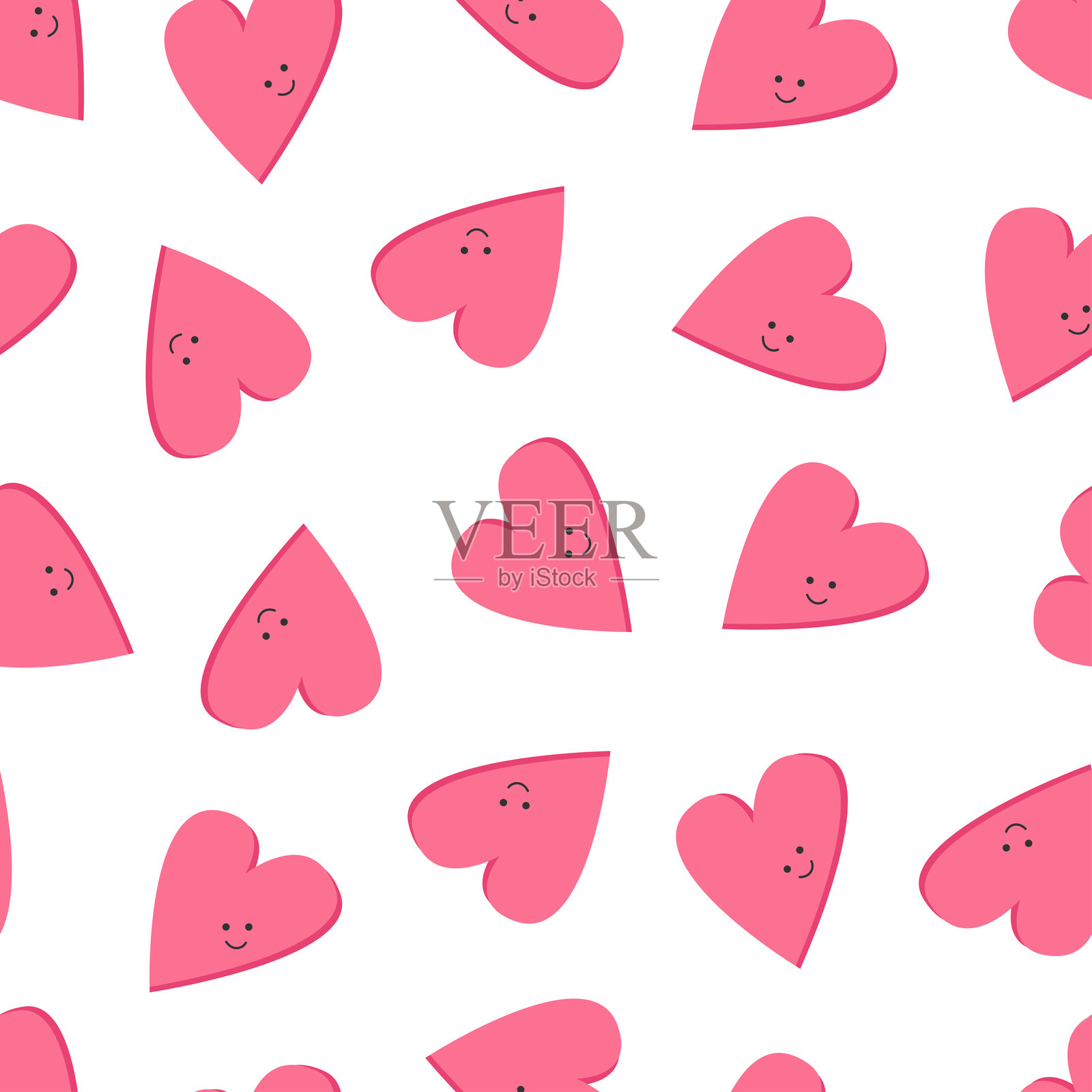 可爱的爱心白色背景情人节无缝图案插画图片素材