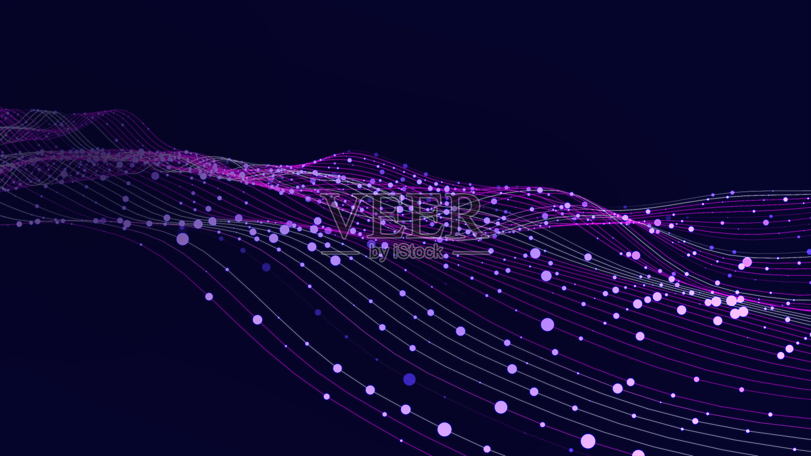 抽象的数字数据波浪流，量子计算在黑暗的网络空间中。技术信息传输。大数据流光。照片摄影图片