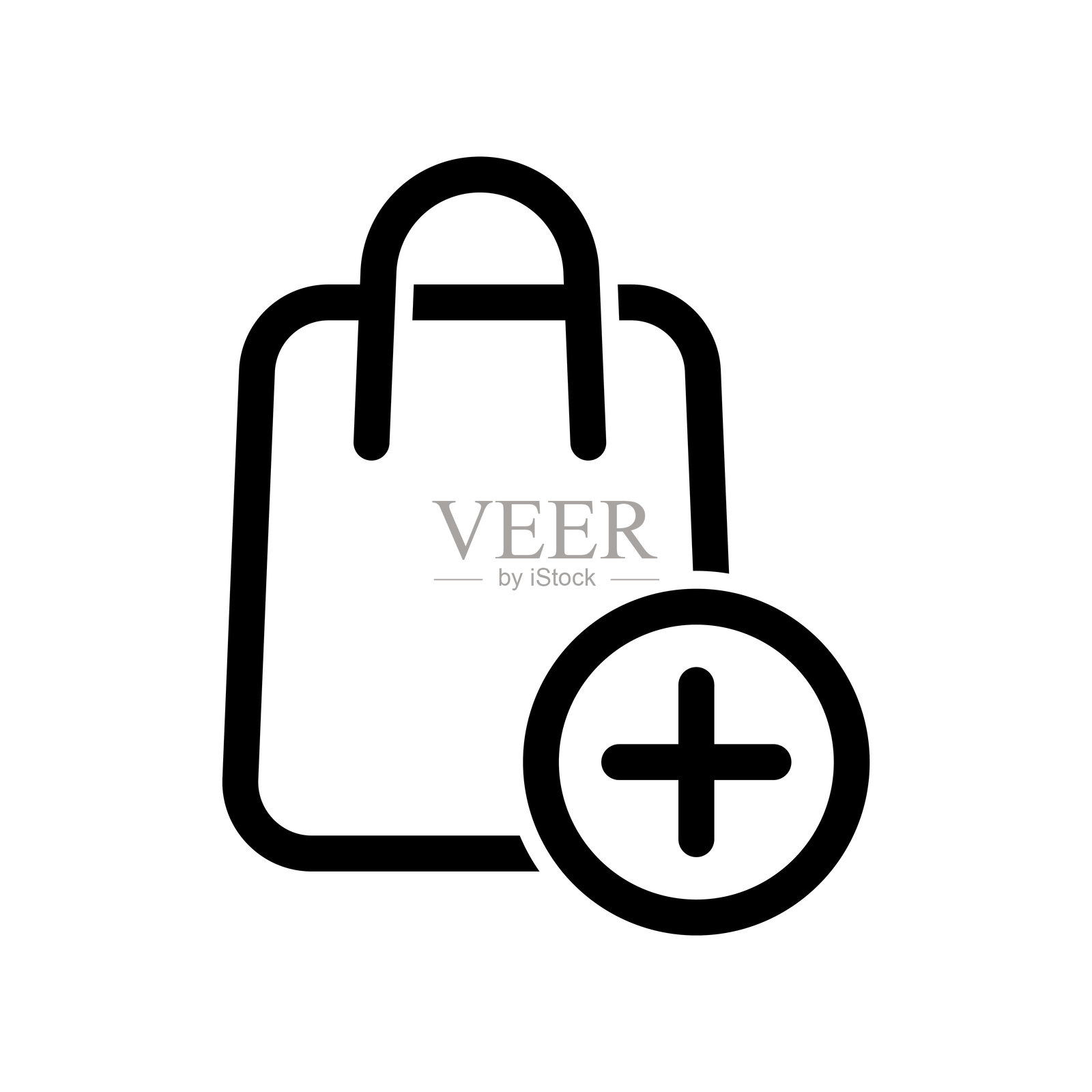 简单的黑色矢量图标，主题为购物袋插画图片素材
