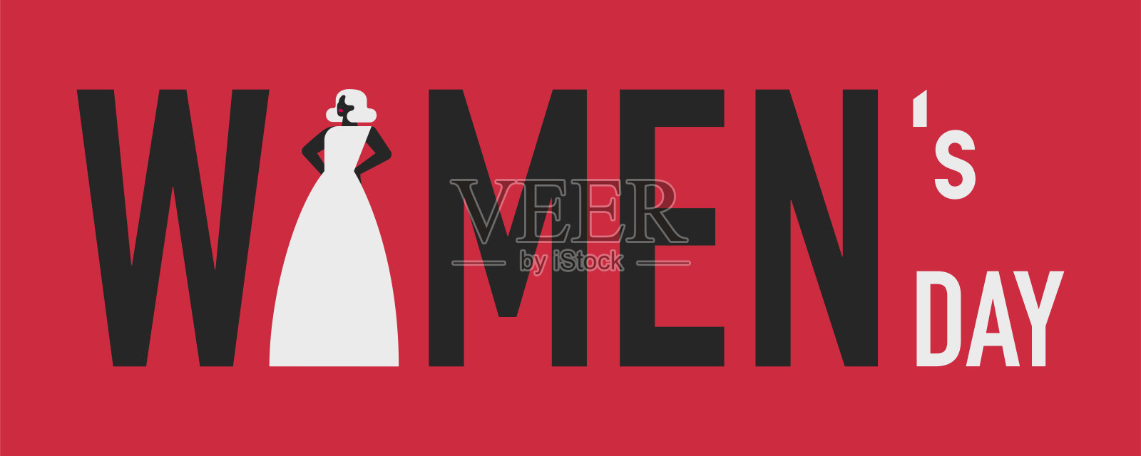 国际妇女节快乐贺卡，粉色背景上强壮黑人女性的剪影。矢量图。插画图片素材