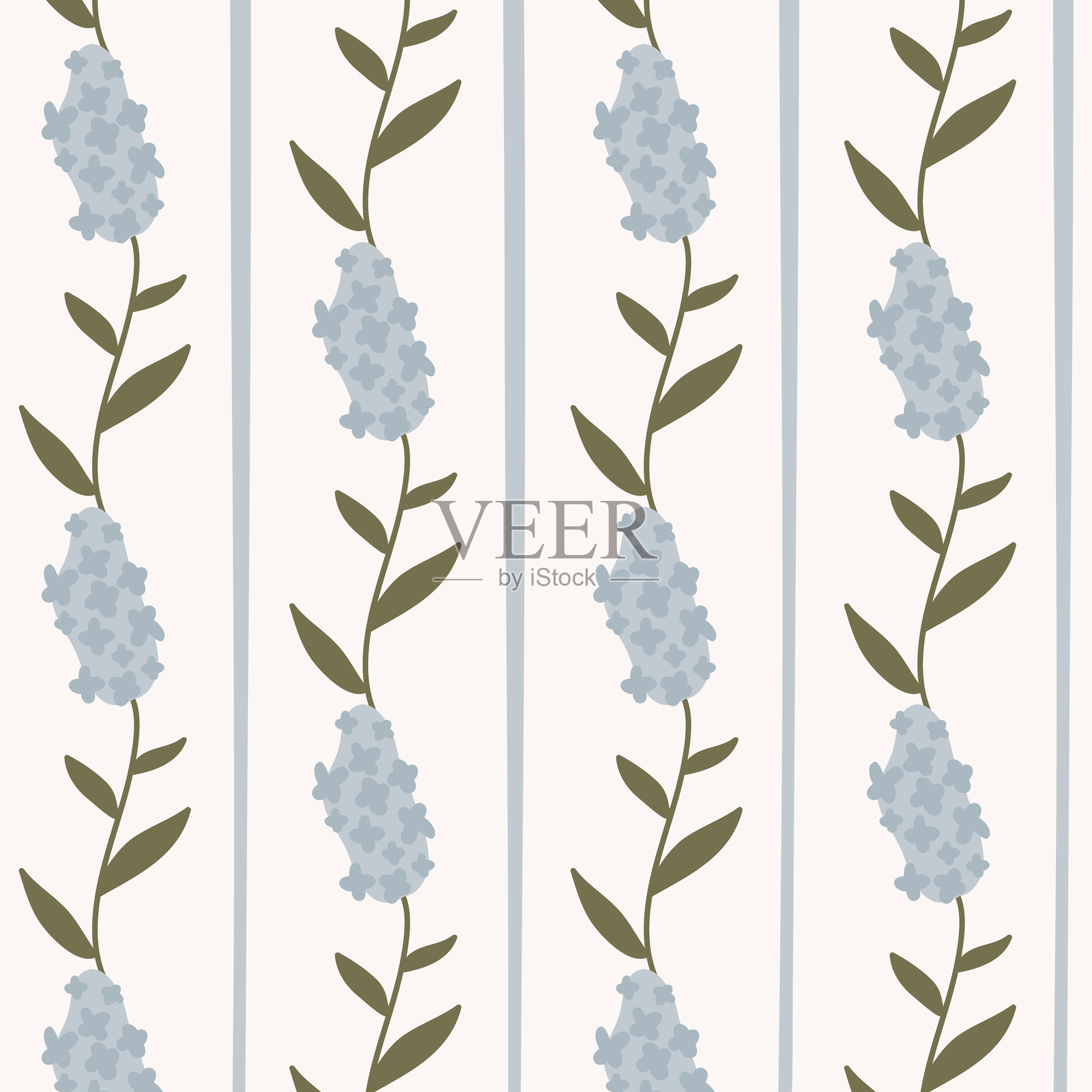 薰衣草茎垂直无缝背景插画图片素材