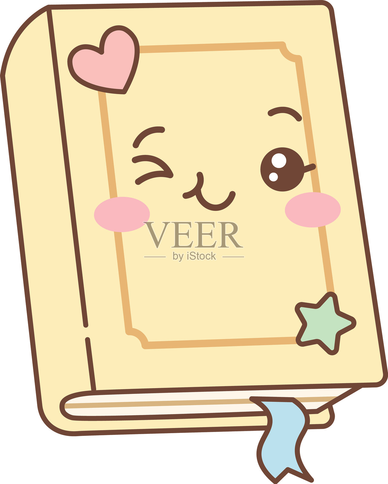 眨眼卖萌的带书签的书本插画图片素材