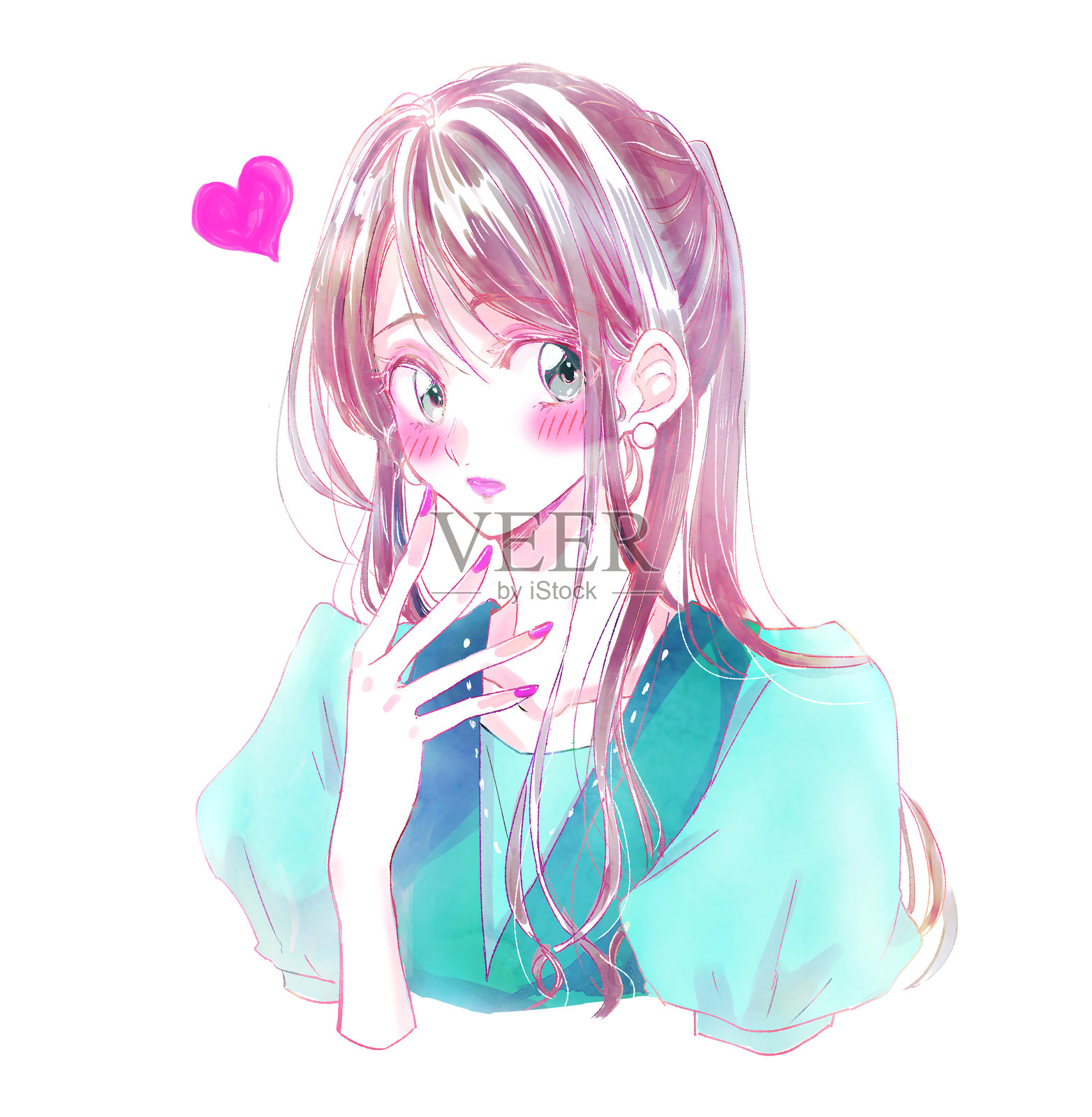 可爱女人像小动物插画图片素材