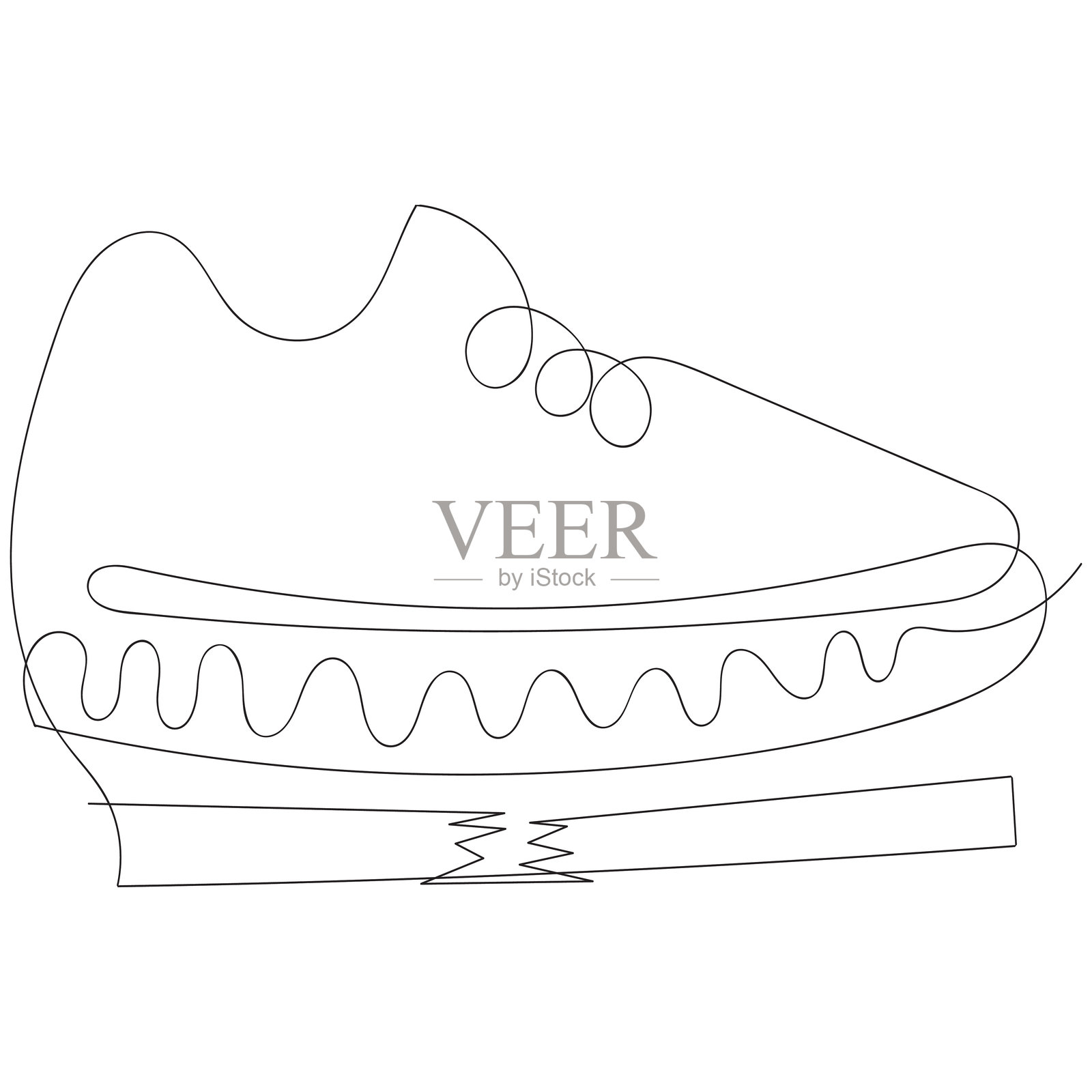 连续线条画，禁止踩踏图标，矢量图插画图片素材