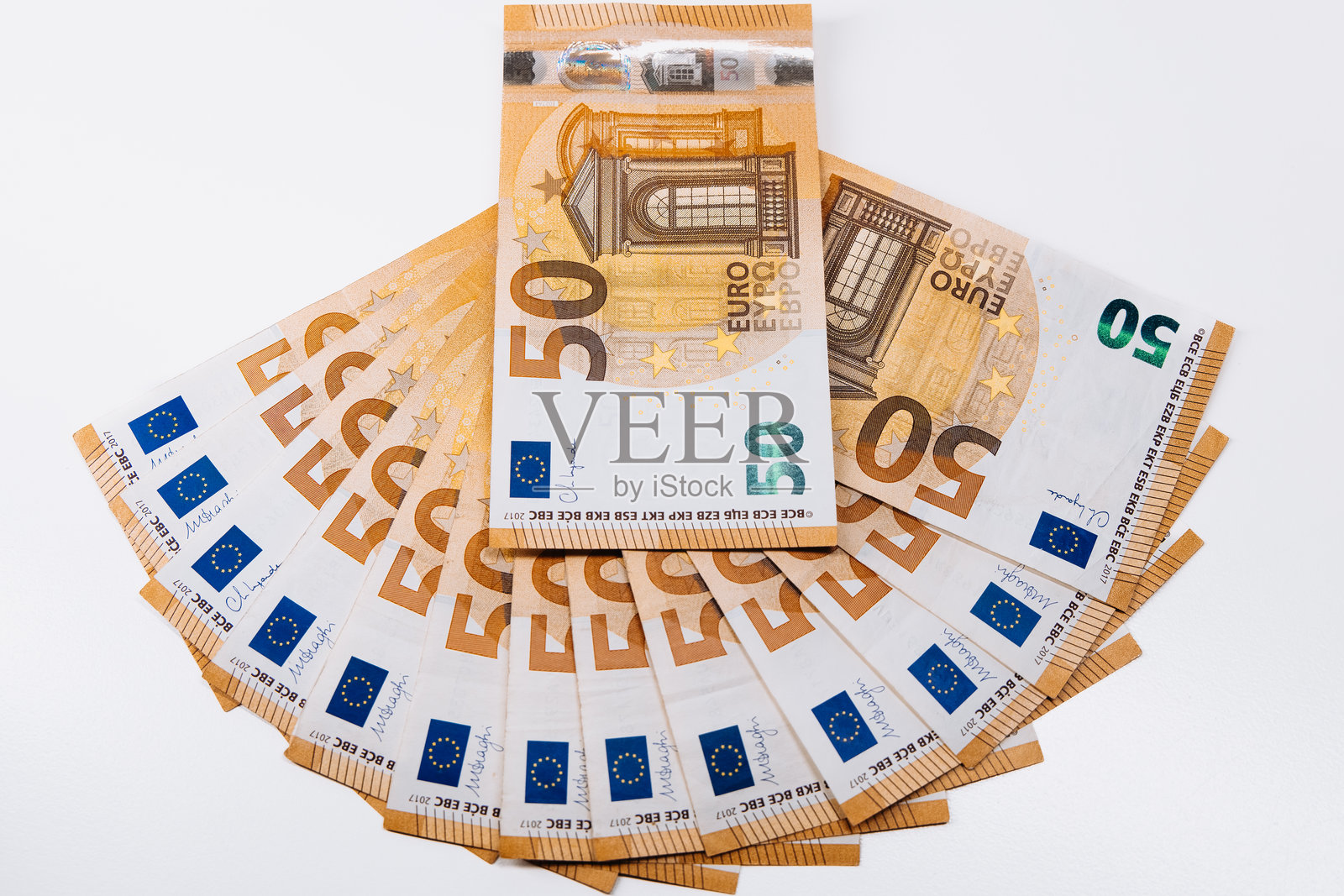 特写镜头展示了五十欧元纸币的精美细节序列照片摄影图片