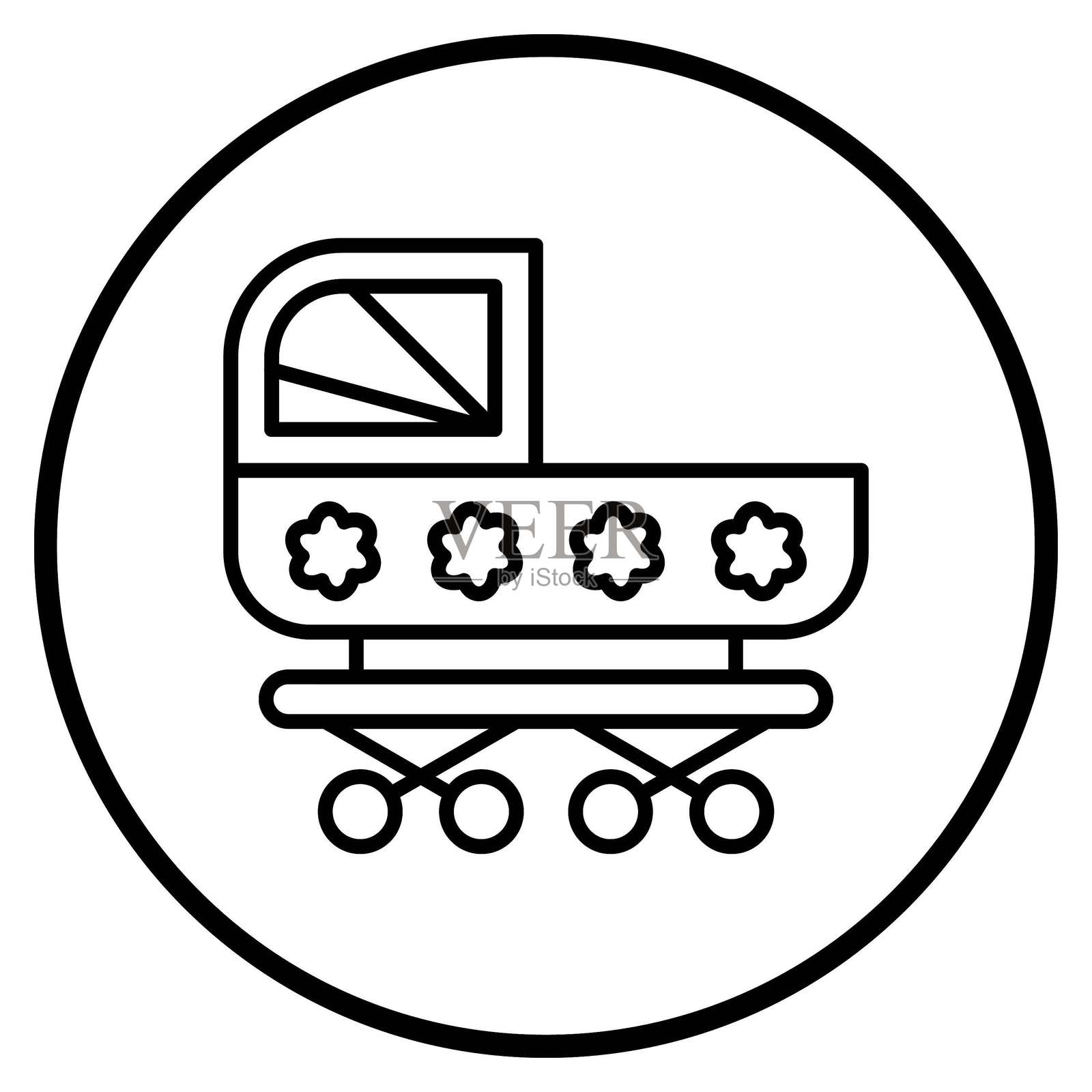 矢量设计的婴儿车图标风格插画图片素材