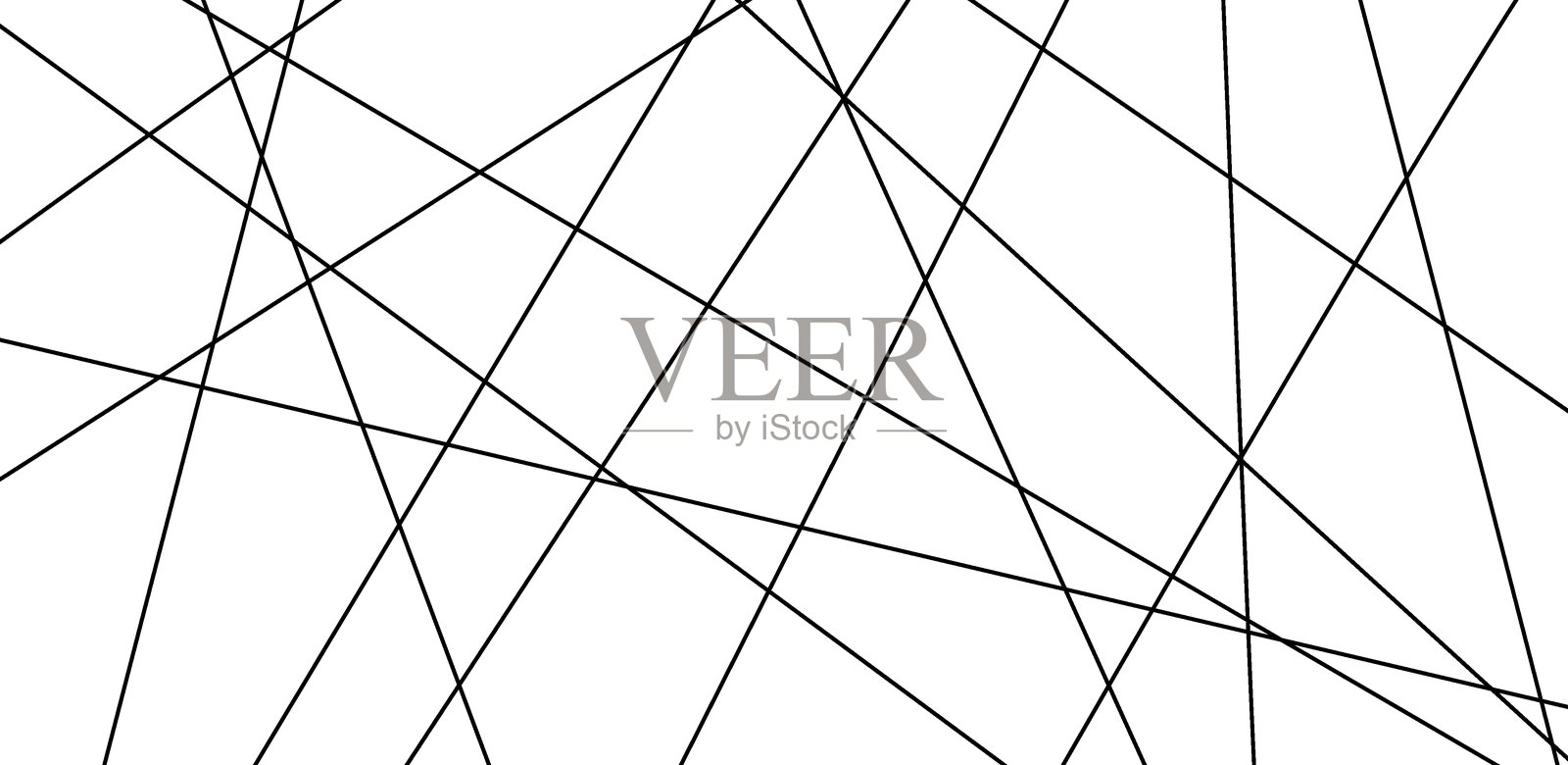 几何黑白背景，点缀随机线性元素。混乱的直线排列构成抽象无缝图案，带有不规则的斜条纹和现代极简设计。插画图片素材