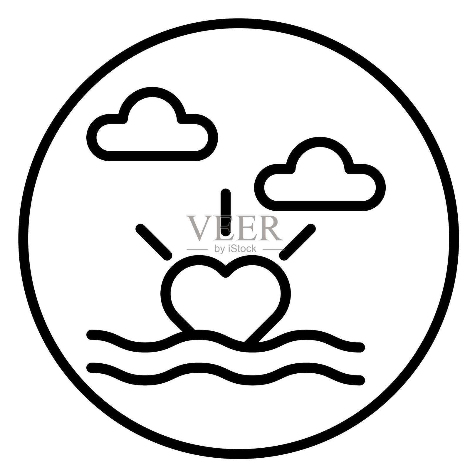 浪漫日落矢量设计图标风格插画图片素材