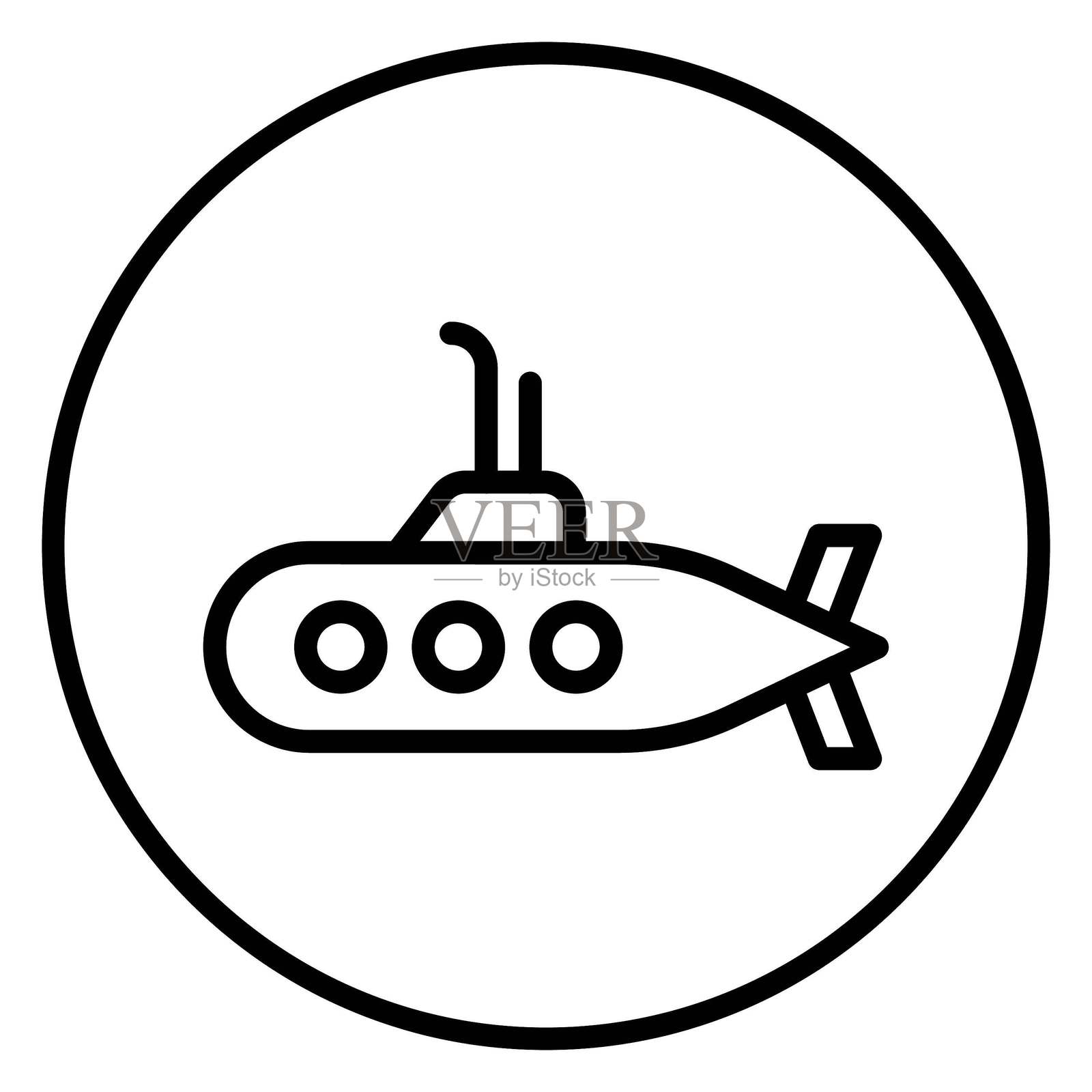 潜水艇矢量设计 图标风格插画图片素材