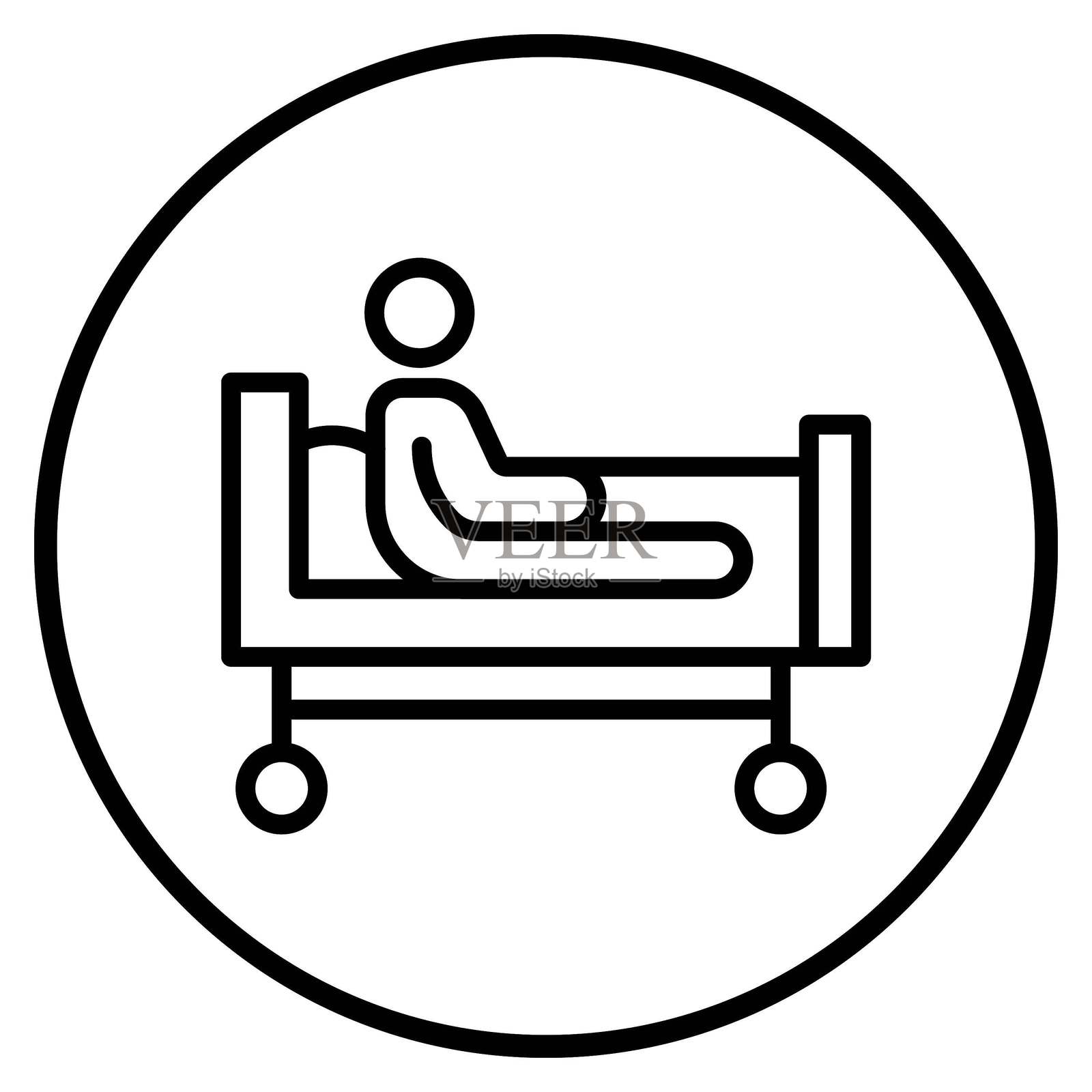 矢量设计病人病床图标风格插画图片素材