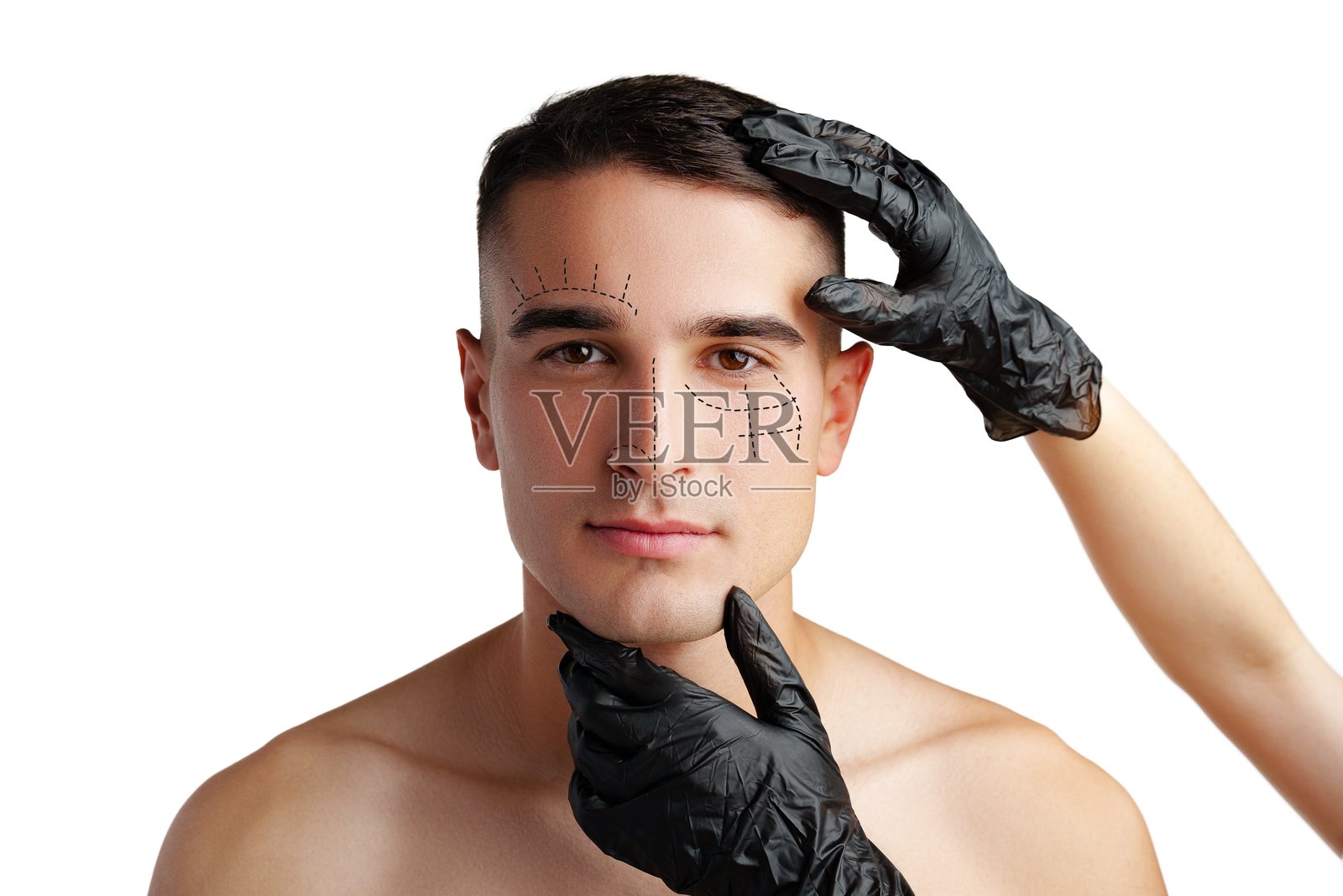 男人在诊所咨询接受整形手术照片摄影图片