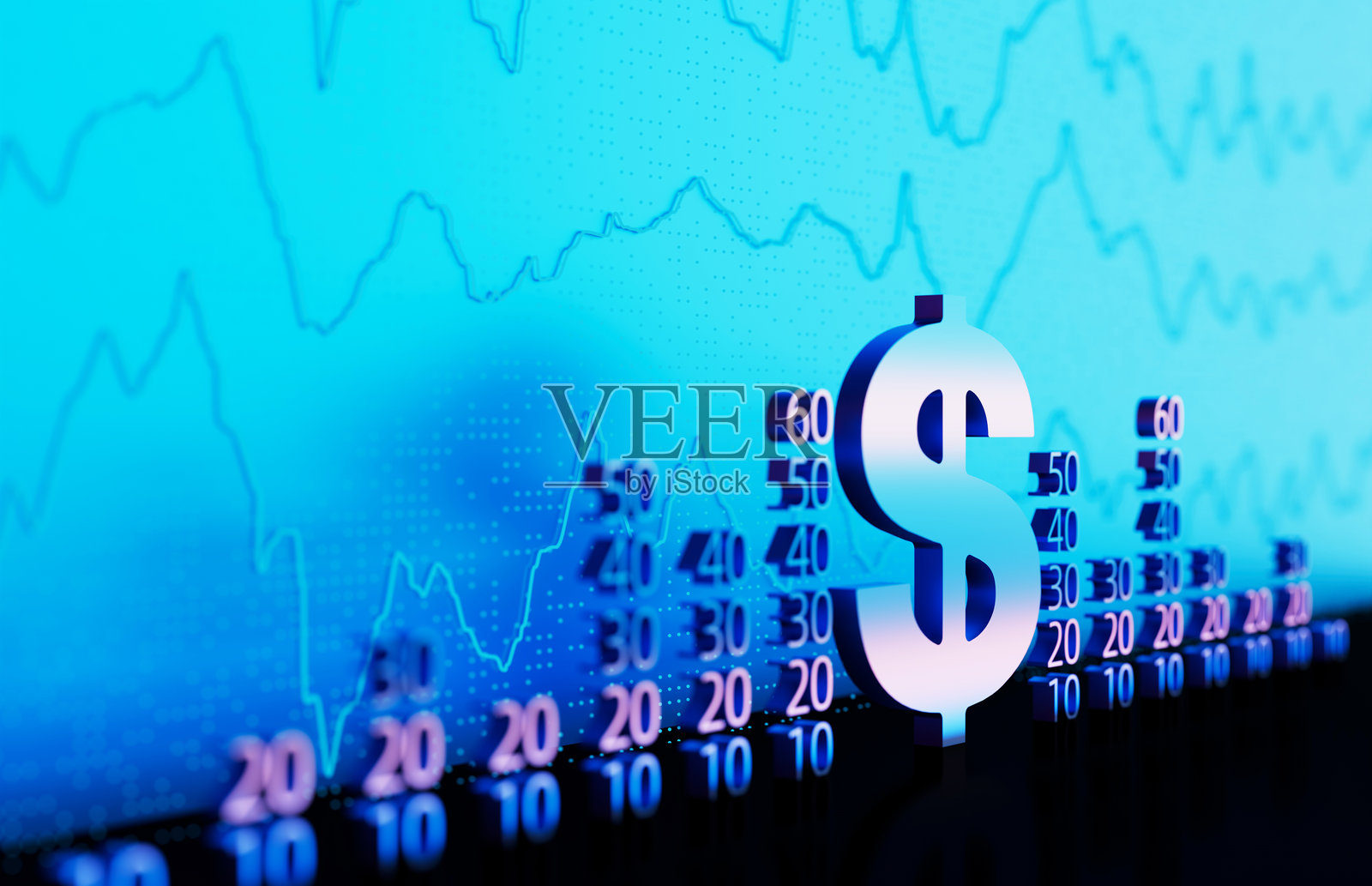 金融、经济、股市图表、货币符号美元照片摄影图片