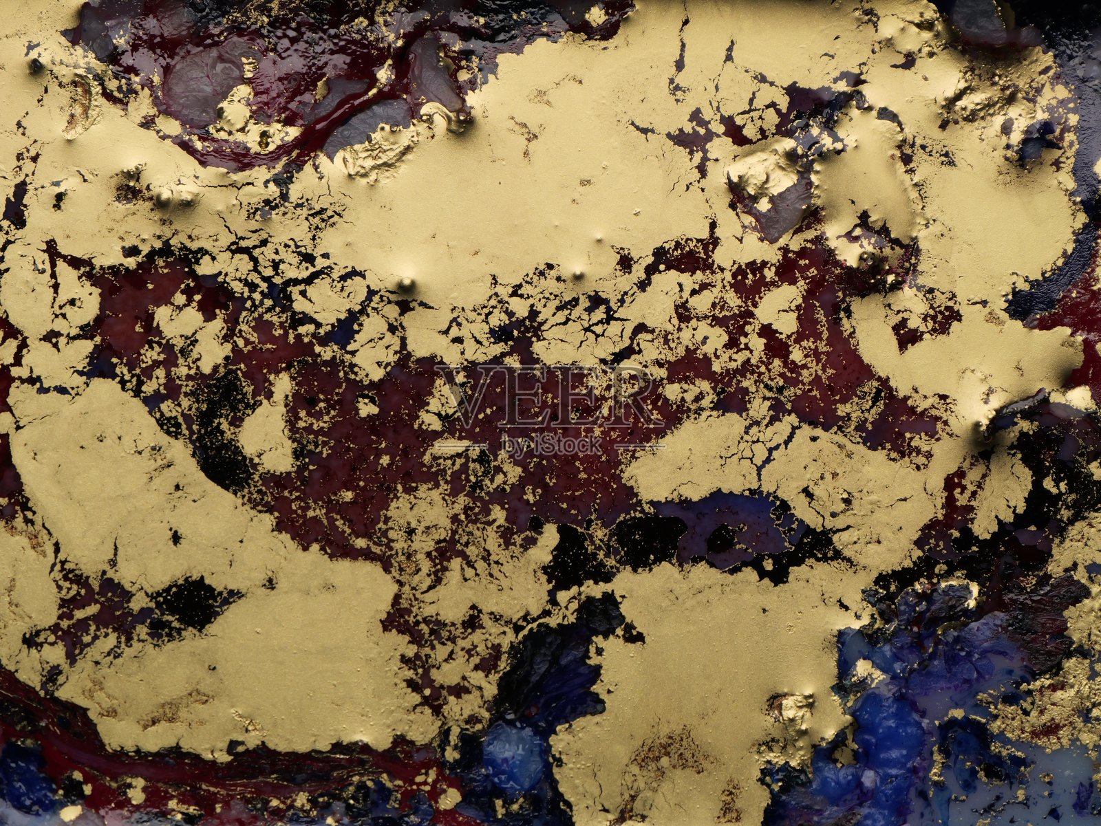 奢华的金色墨水抽象流淌照片摄影图片