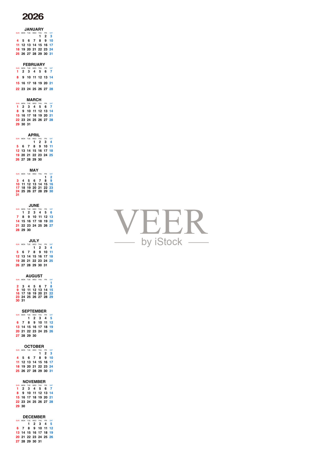 可放置整页图片的日历。2026年版。插画图片素材