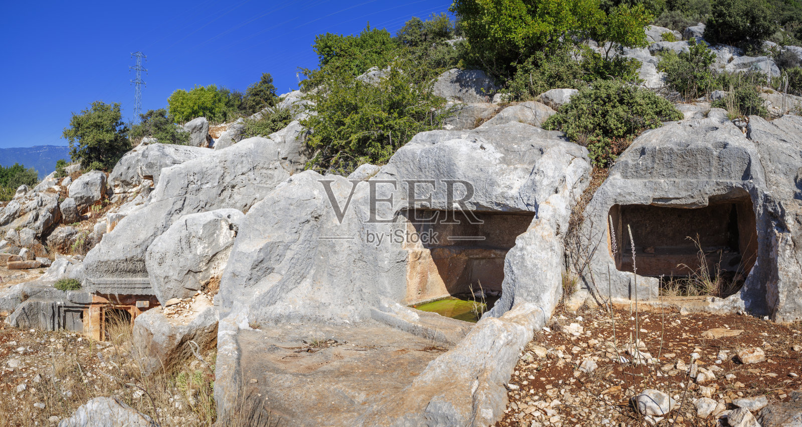 古老的利西亚岩石陵墓，德姆雷（米拉）照片摄影图片
